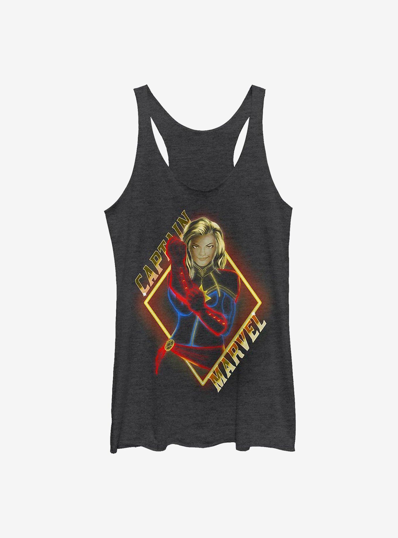 Marvel Captain Marvel Glow Girls Tank, BLK HTR, hi-res