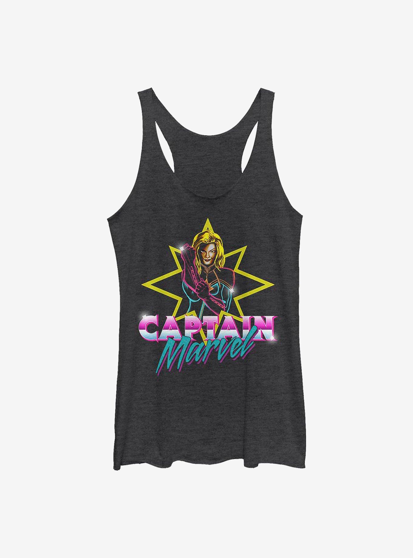 Marvel Captain Marvel Neon Girls Tank, BLK HTR, hi-res