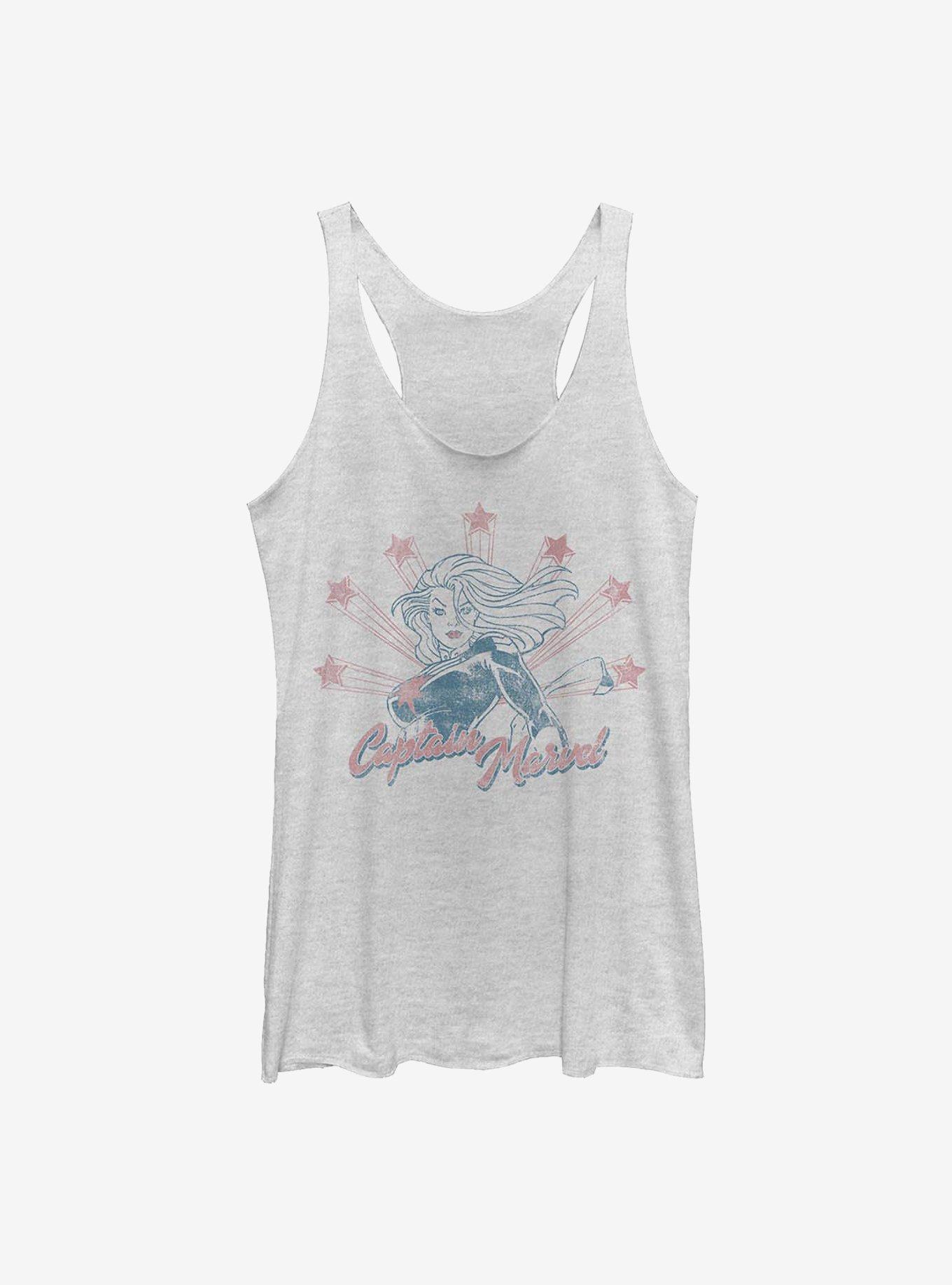 Marvel Captain Marvel Retro Girls Tank, WHITE HTR, hi-res