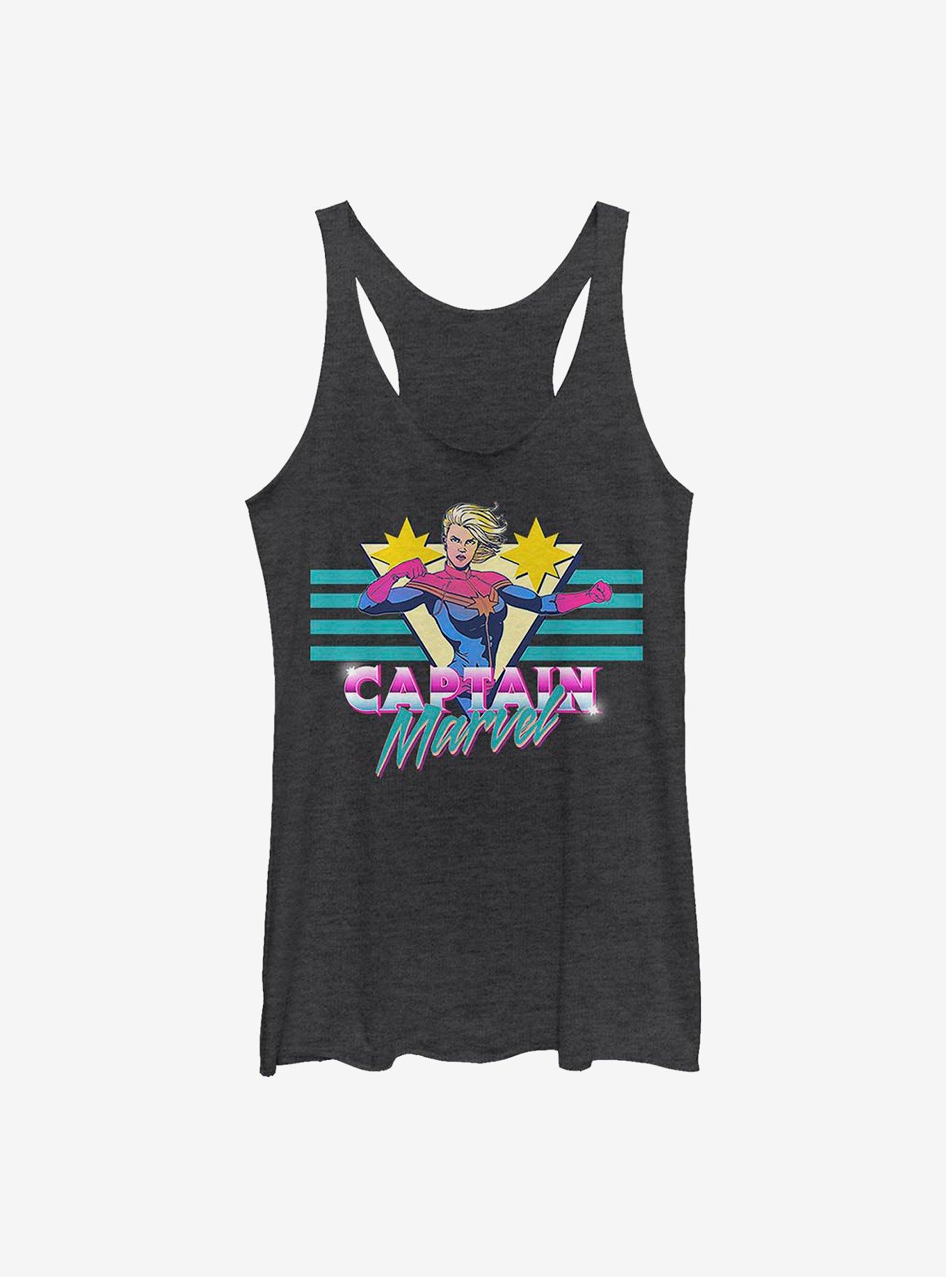 Marvel Captain Marvel Retro Wave Girls Tank, BLK HTR, hi-res