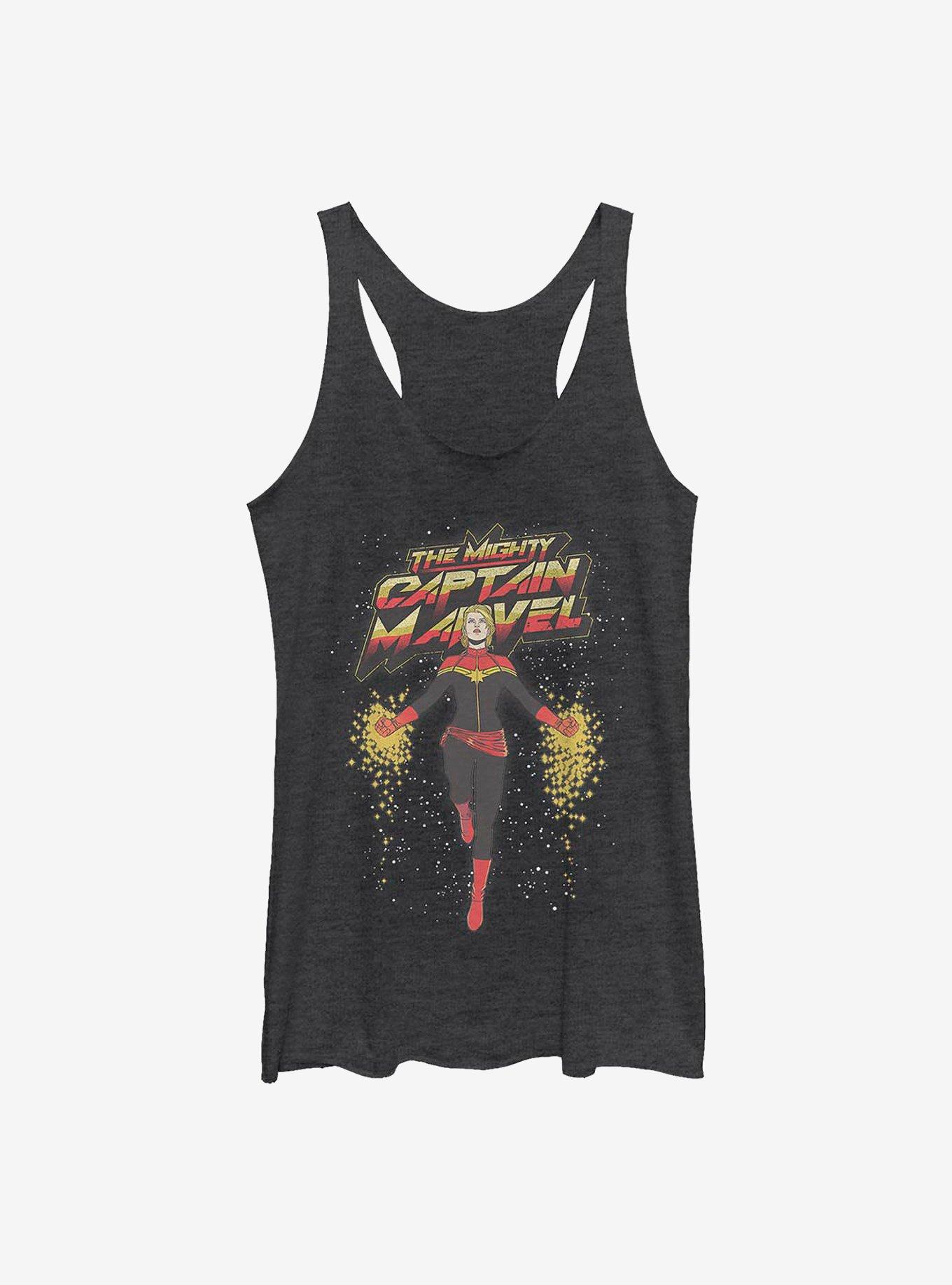 Marvel Captain Marvel The Mighty Captain Girls Tank, BLK HTR, hi-res