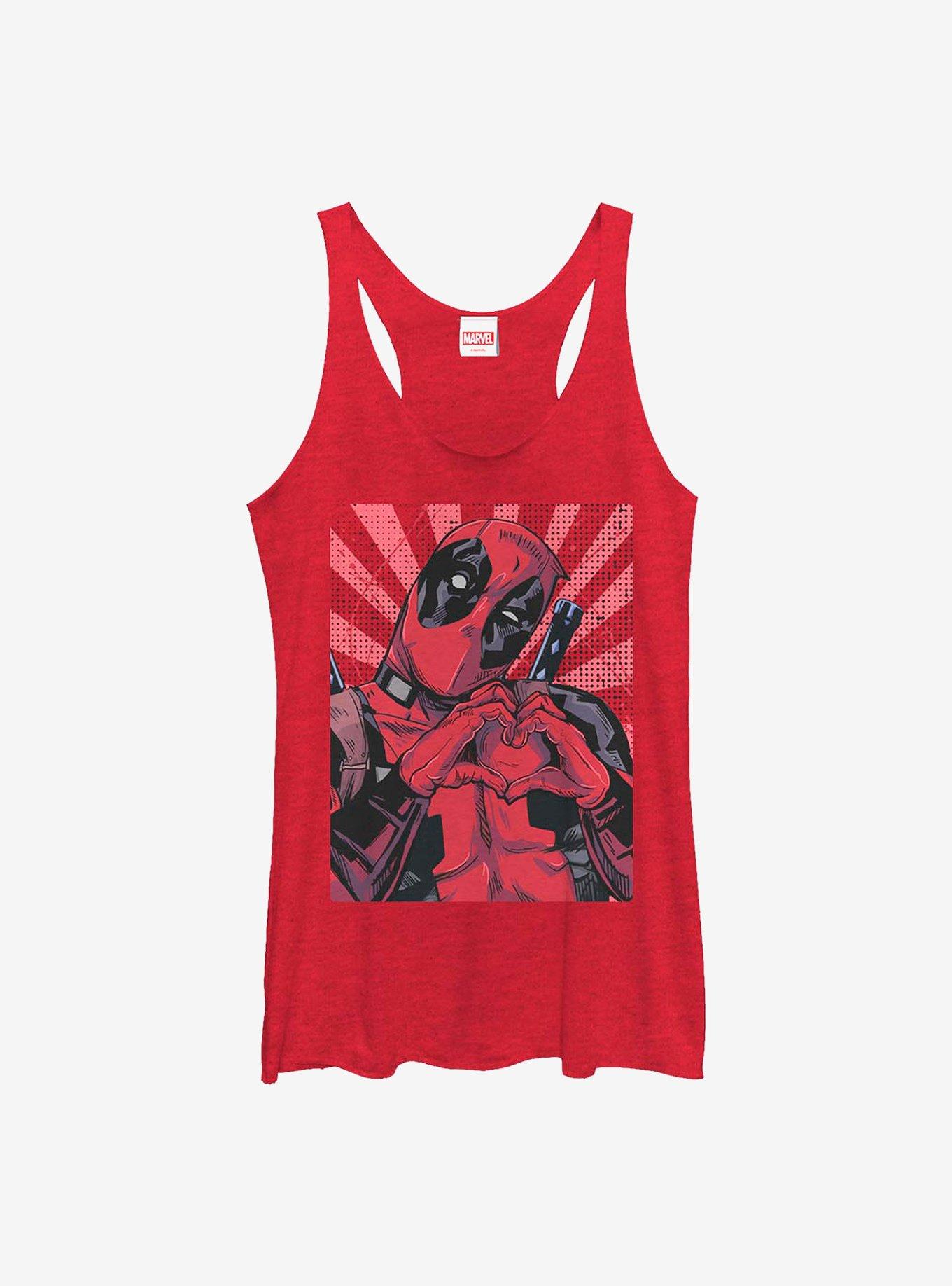 Marvel Deadpool Close Heart Pool Girls Tank, RED HTR, hi-res