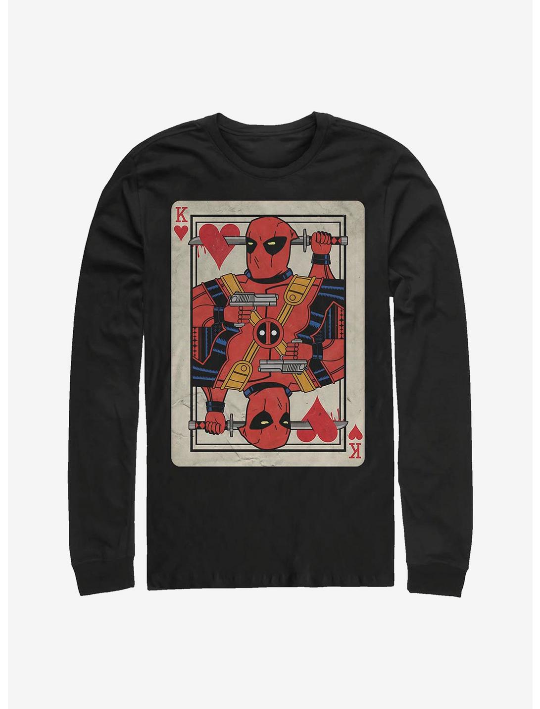 Marvel Deadpool King Card Long-Sleeve T-Shirt, BLACK, hi-res