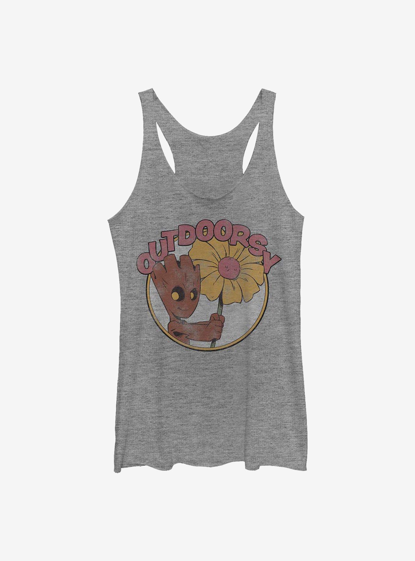 Marvel Guardians Of The Galaxy Outdoorsy Groot Girls Tank, GRAY HTR, hi-res
