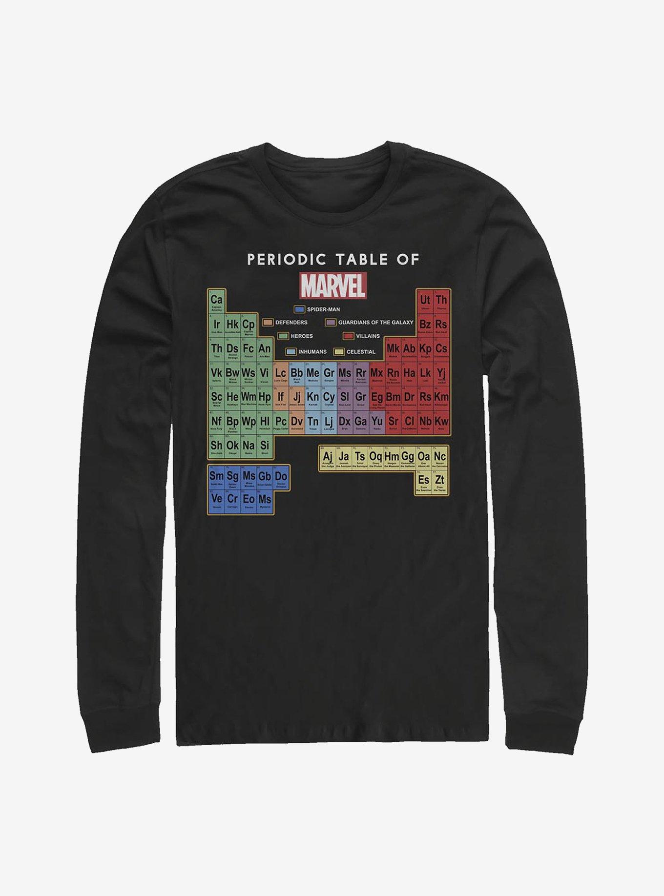 Marvel Periodic Table Of Marvel Long-Sleeve T-Shirt, BLACK, hi-res
