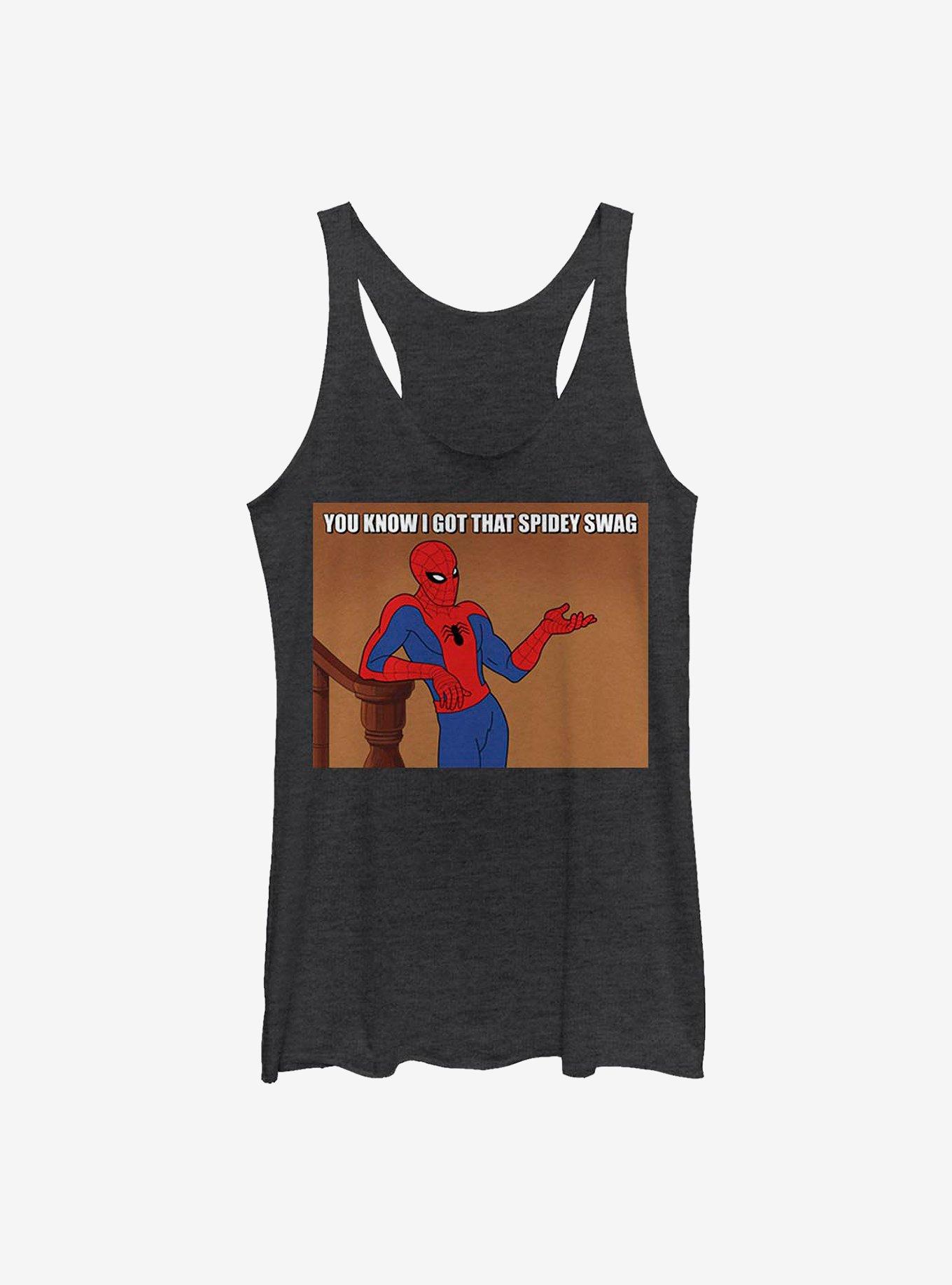 Marvel Spider-Man Spidey Swag Meme Girls Tank, BLK HTR, hi-res