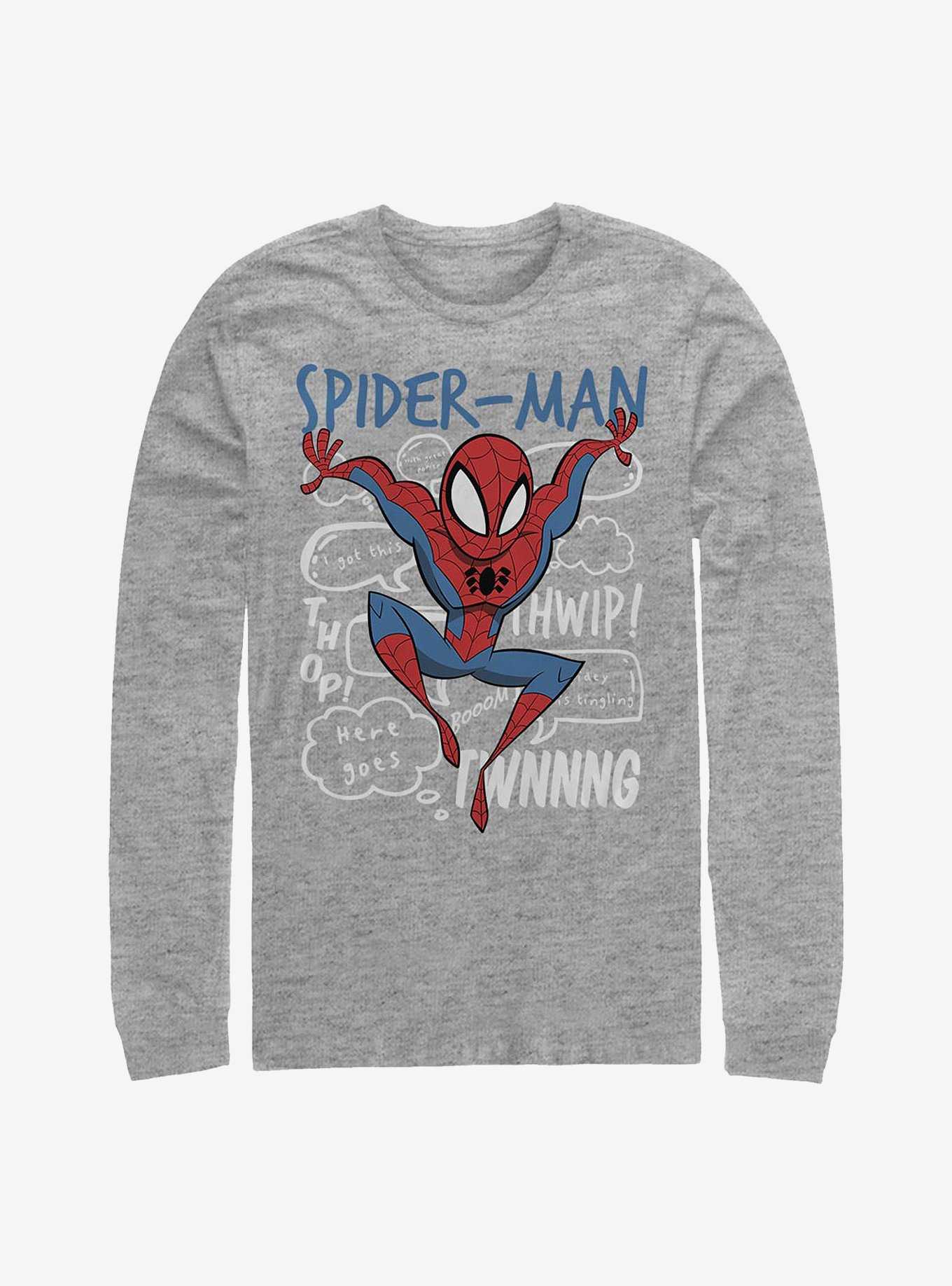 Marvel Spider-Man Spidey Doodle Thoughts Long-Sleeve T-Shirt, , hi-res