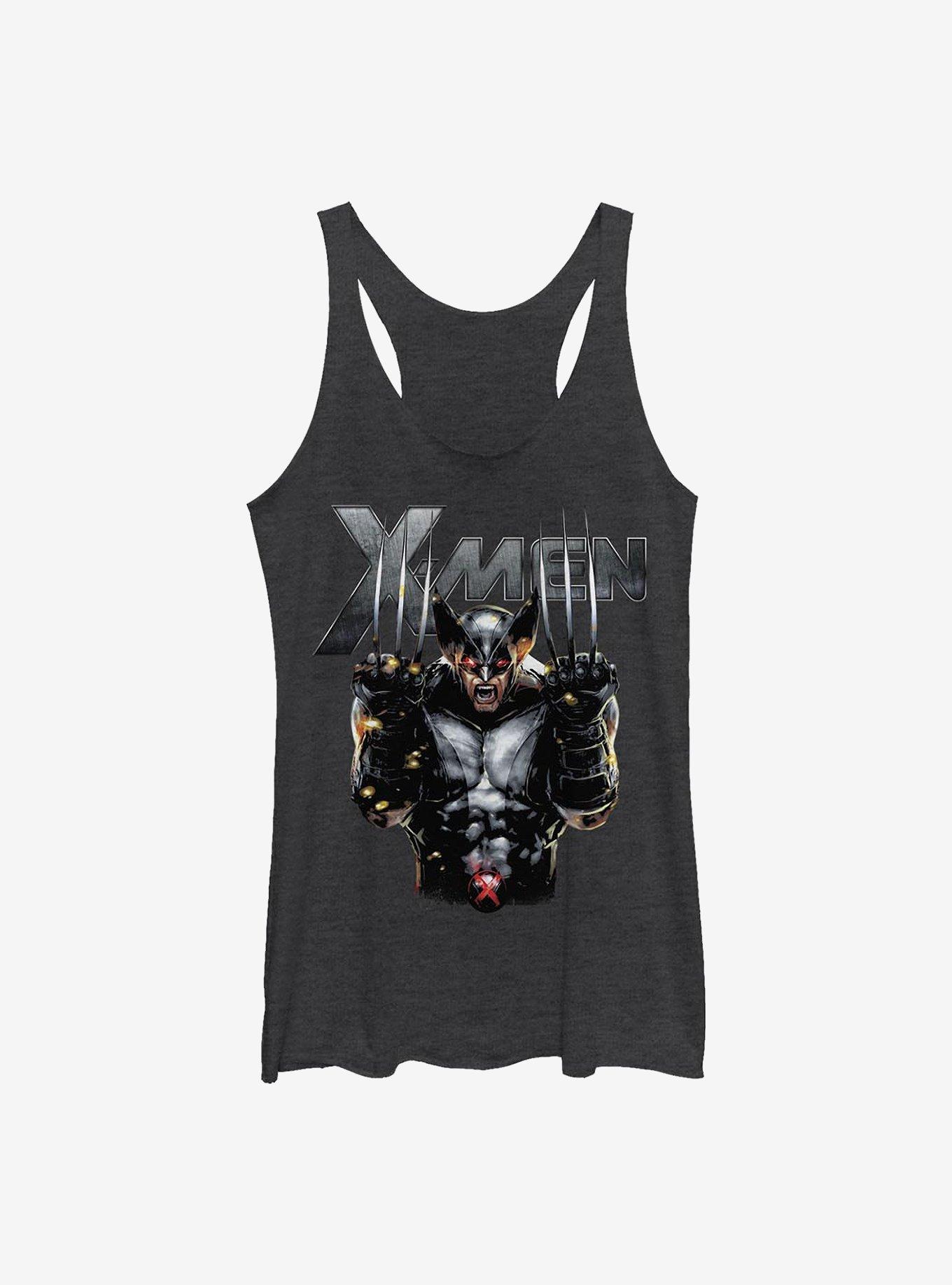 Marvel X-Men Metal Wolverine Girls Tank, BLK HTR, hi-res