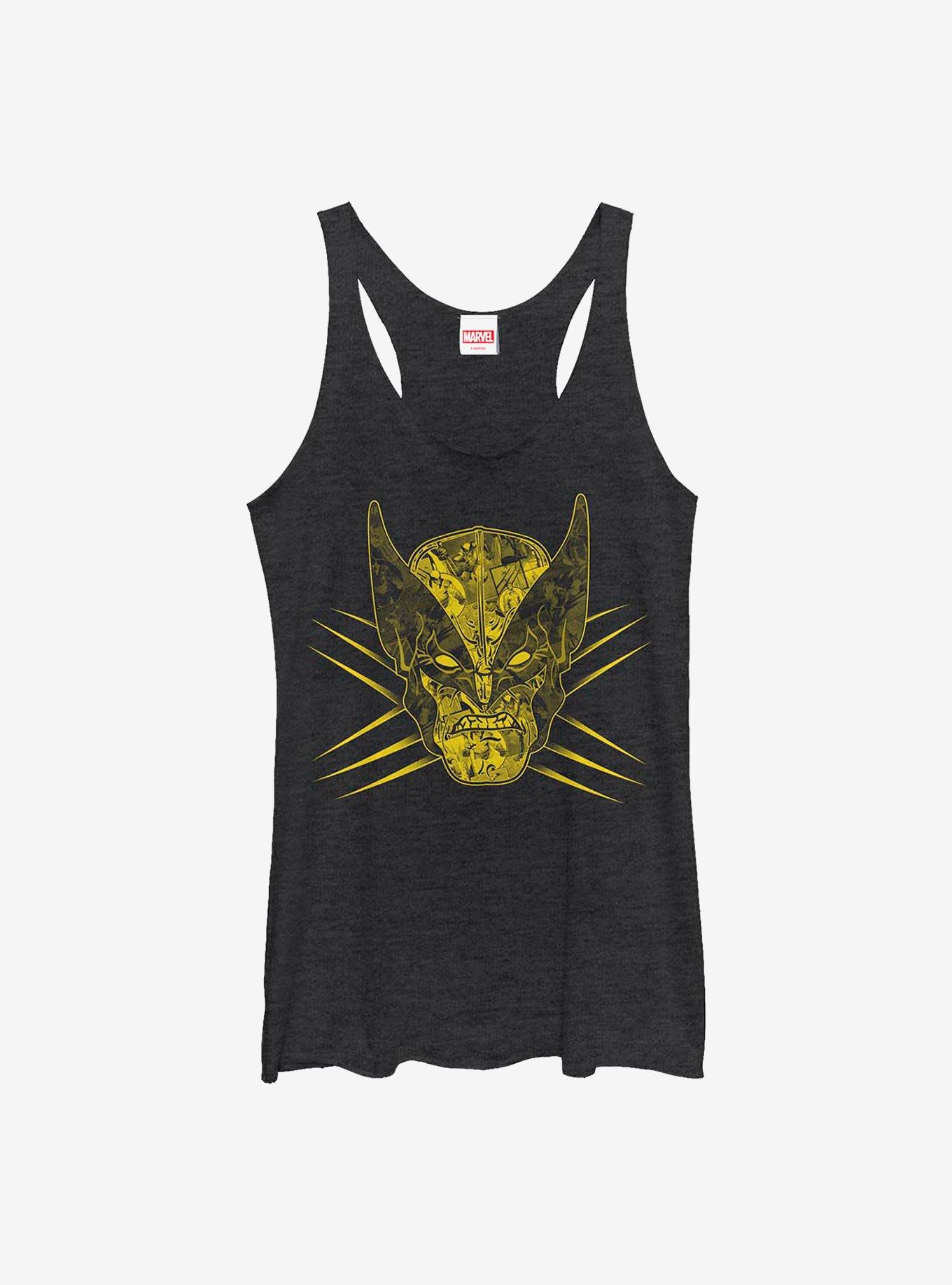 Marvel X-Men Wolverine Face Girls Tank, BLK HTR, hi-res