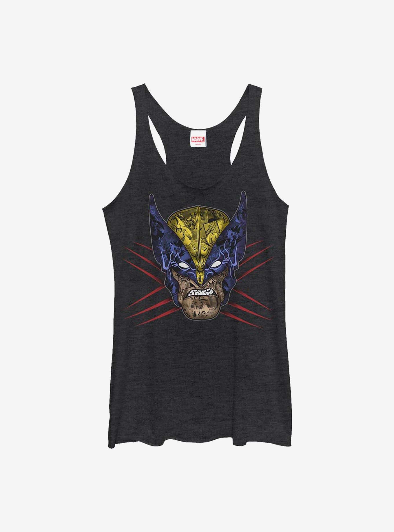 Marvel X-Men Wolverine Full Girls Tank, BLK HTR, hi-res