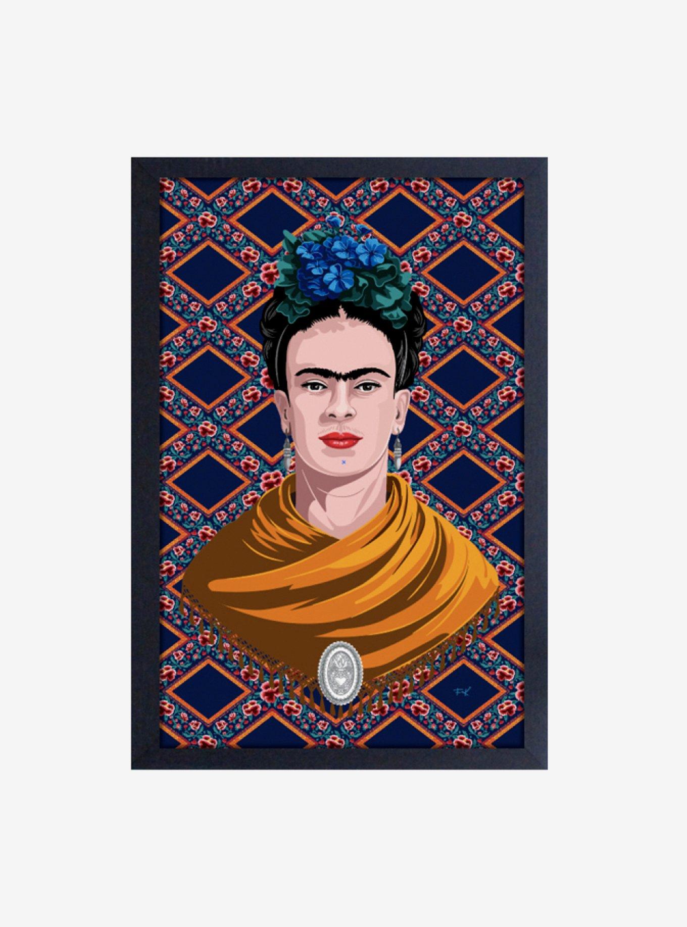 Frida Kahlo Flower Lattice Framed Wood Wall Art, , hi-res