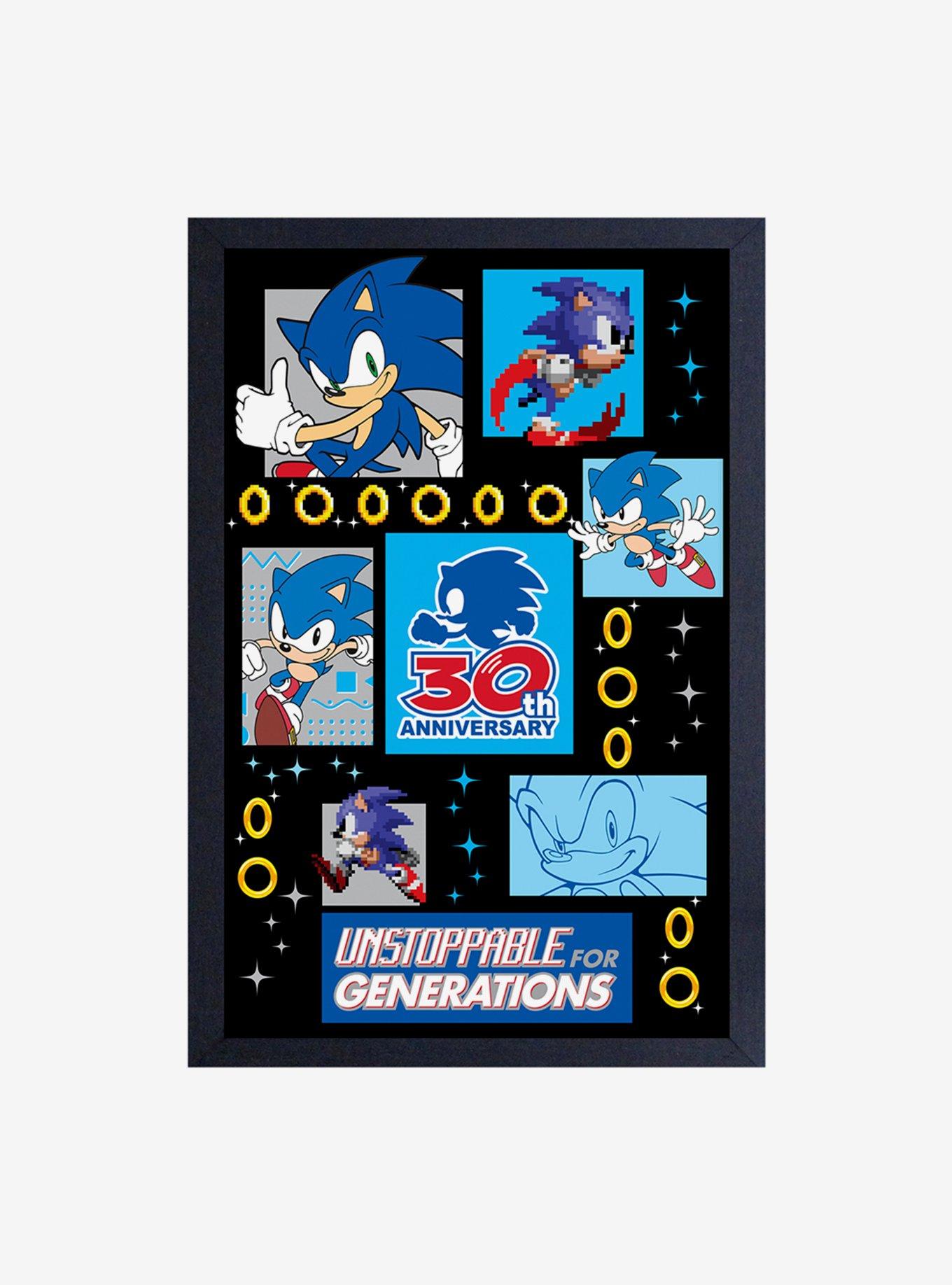 Sonic The Hedgehog 30Th Unstoppable Panels Framed Wood Wall Art, , hi-res