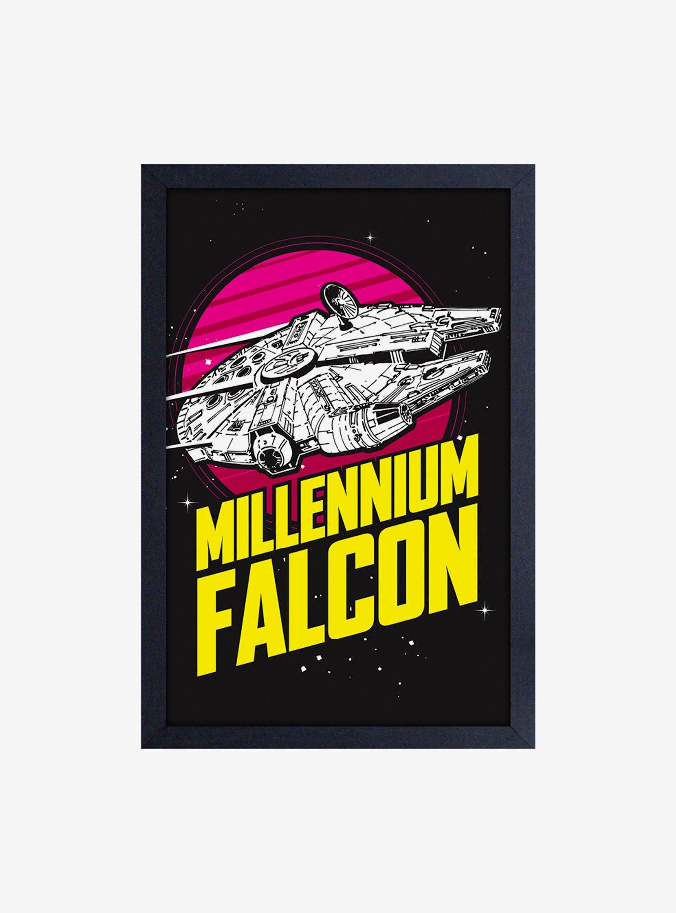 Star Wars Millenium Falcon Retro Framed Wood Wall Art, , hi-res