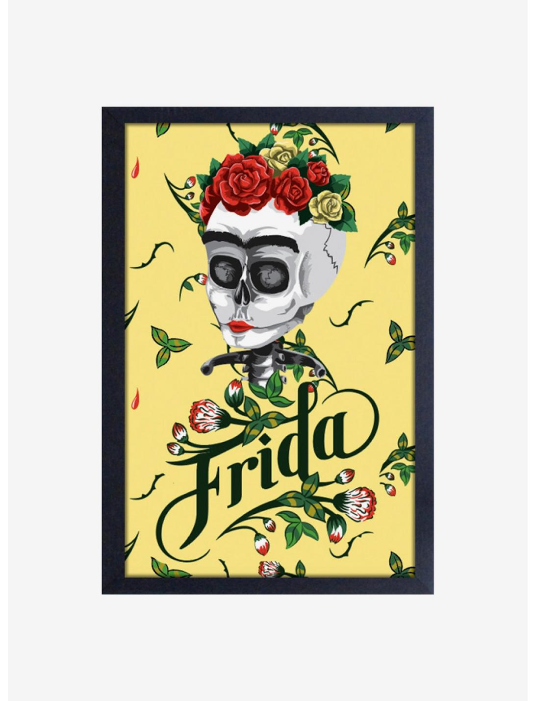 Frida Kahlo Skull Framed Wood Wall Art, , hi-res