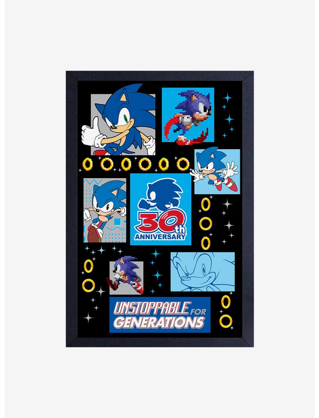 Sonic The Hedgehog 30Th Unstoppable Panels Framed Wood Wall Art, , hi-res