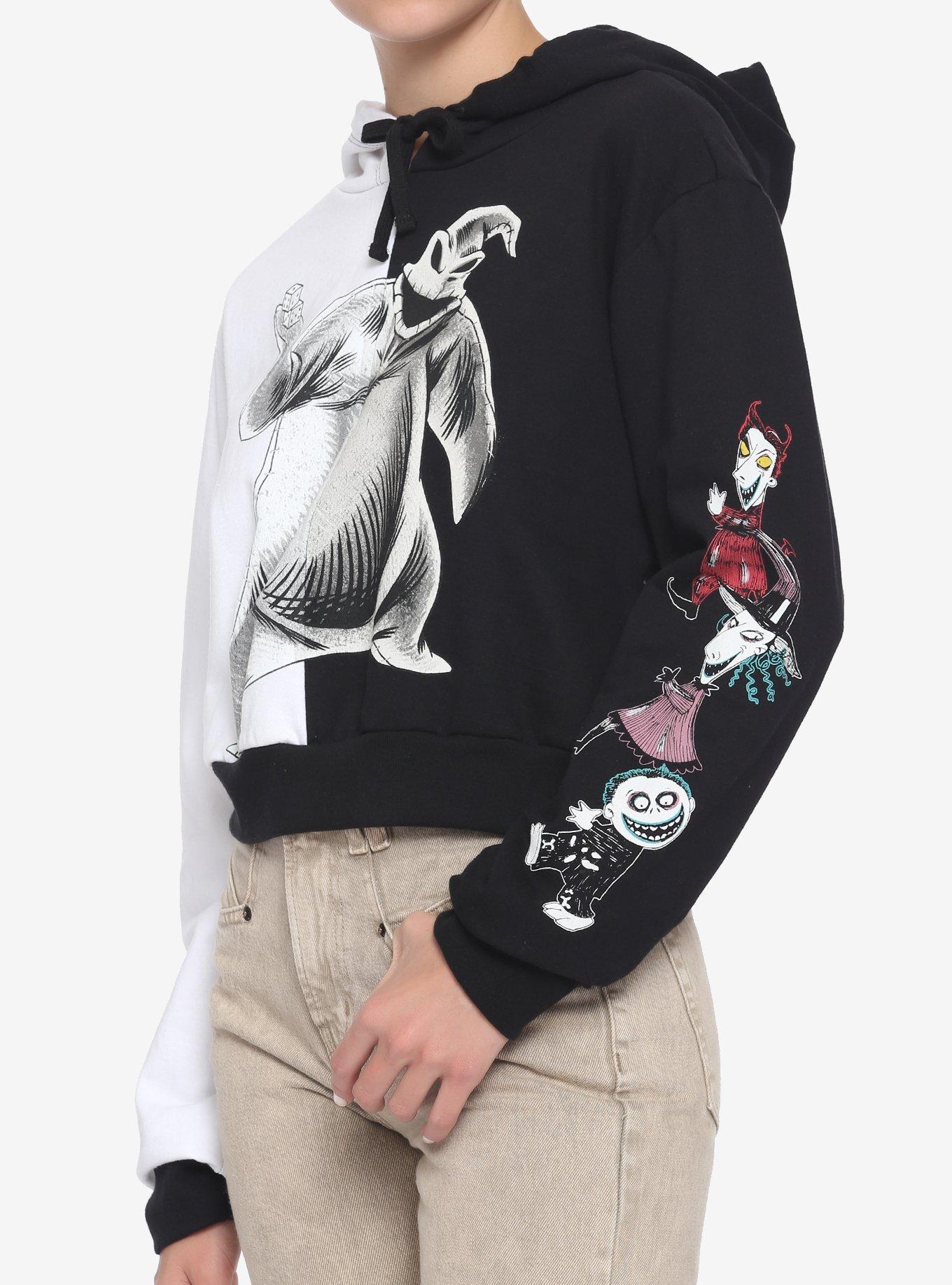 The Nightmare Before Christmas Oogie Boogie Split Girls Crop Hoodie, MULTI, hi-res