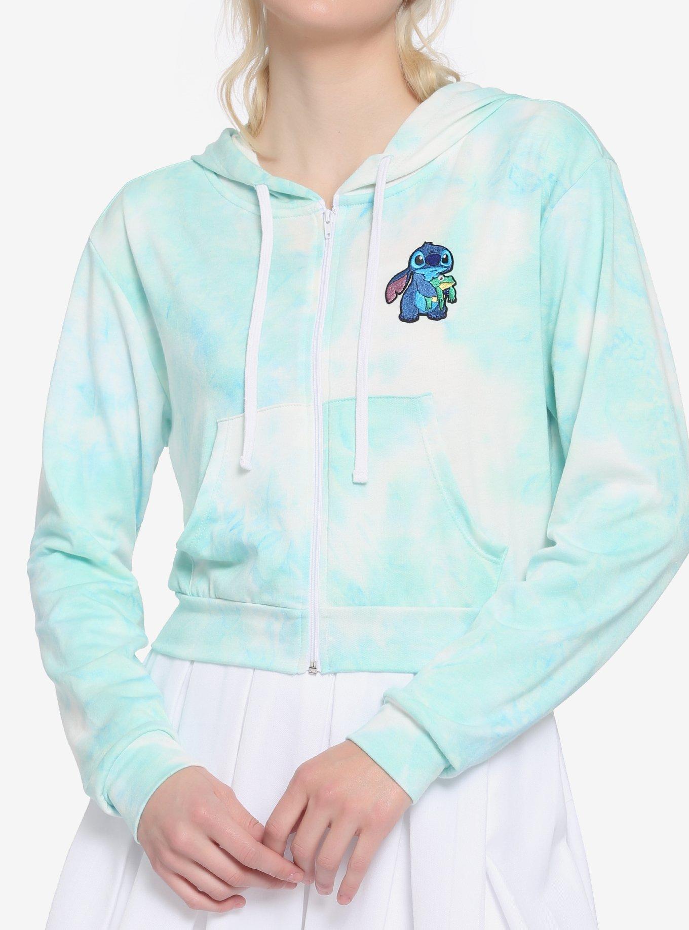 Disney Lilo & Stitch Green Wash Girls Crop Hoodie Hot Topic