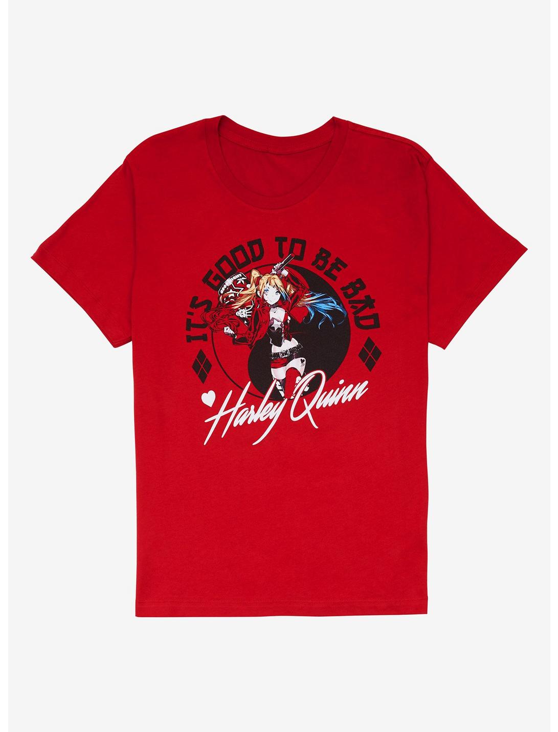 DC Comics Harley Quinn It's Good to Be Bad T-Shirt - BoxLunch Exclusive, RED, hi-res