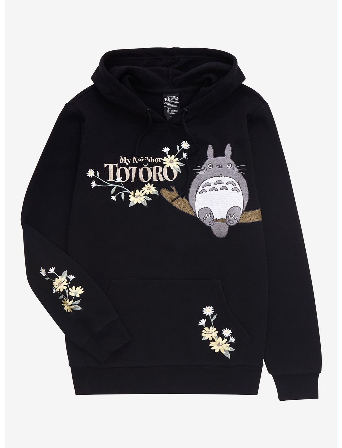 Studio Ghibli My Neighbor Totoro Floral Logo Hoodie - BoxLunch Exclusive, BLACK, hi-res