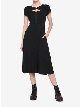 Black Henley Midi Dress, , hi-res