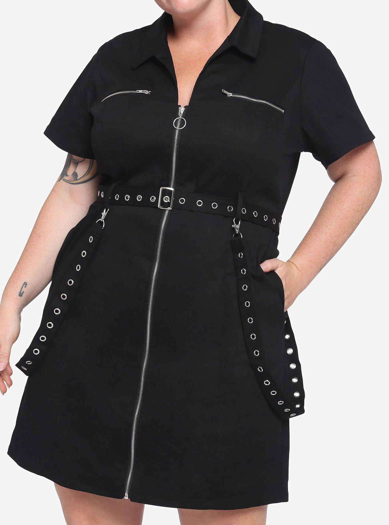 Plus Size Zipper Pocket Long Dress