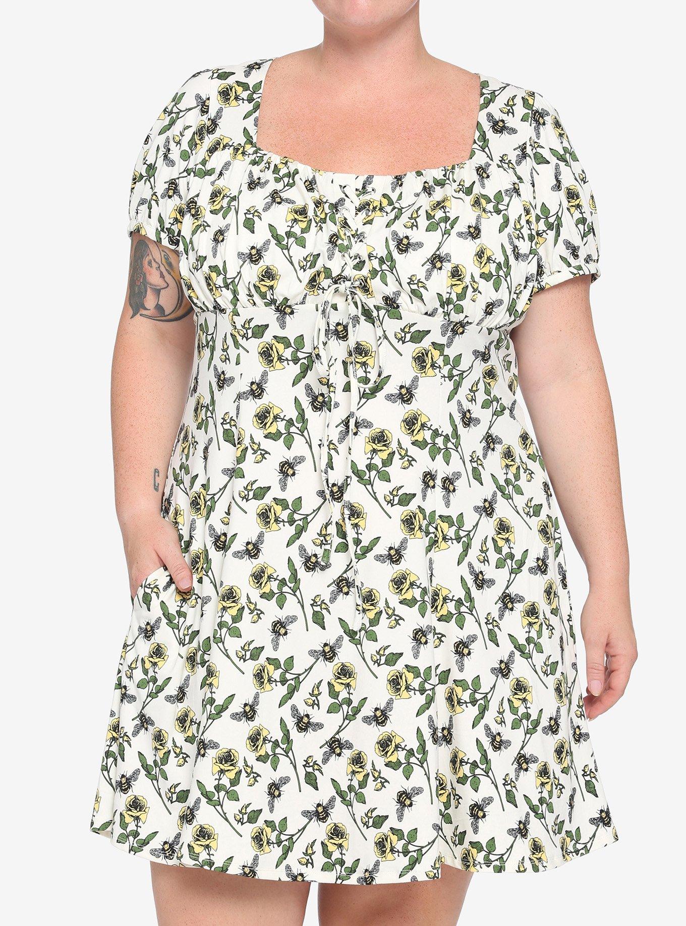 Bees & Roses Empire Dress Plus Size, , hi-res
