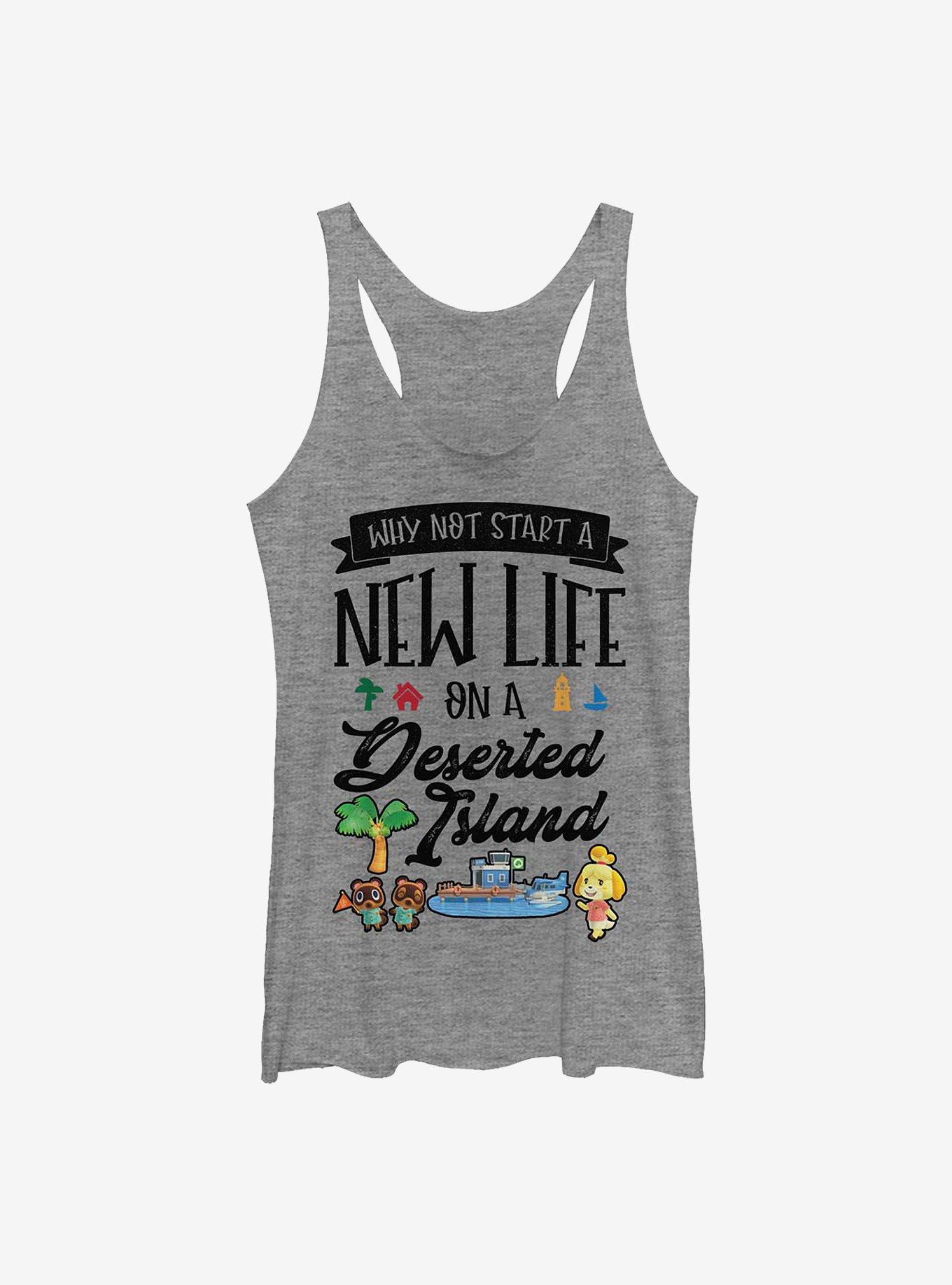 Animal Crossing Start A New Life Girls Tank, GRAY HTR, hi-res