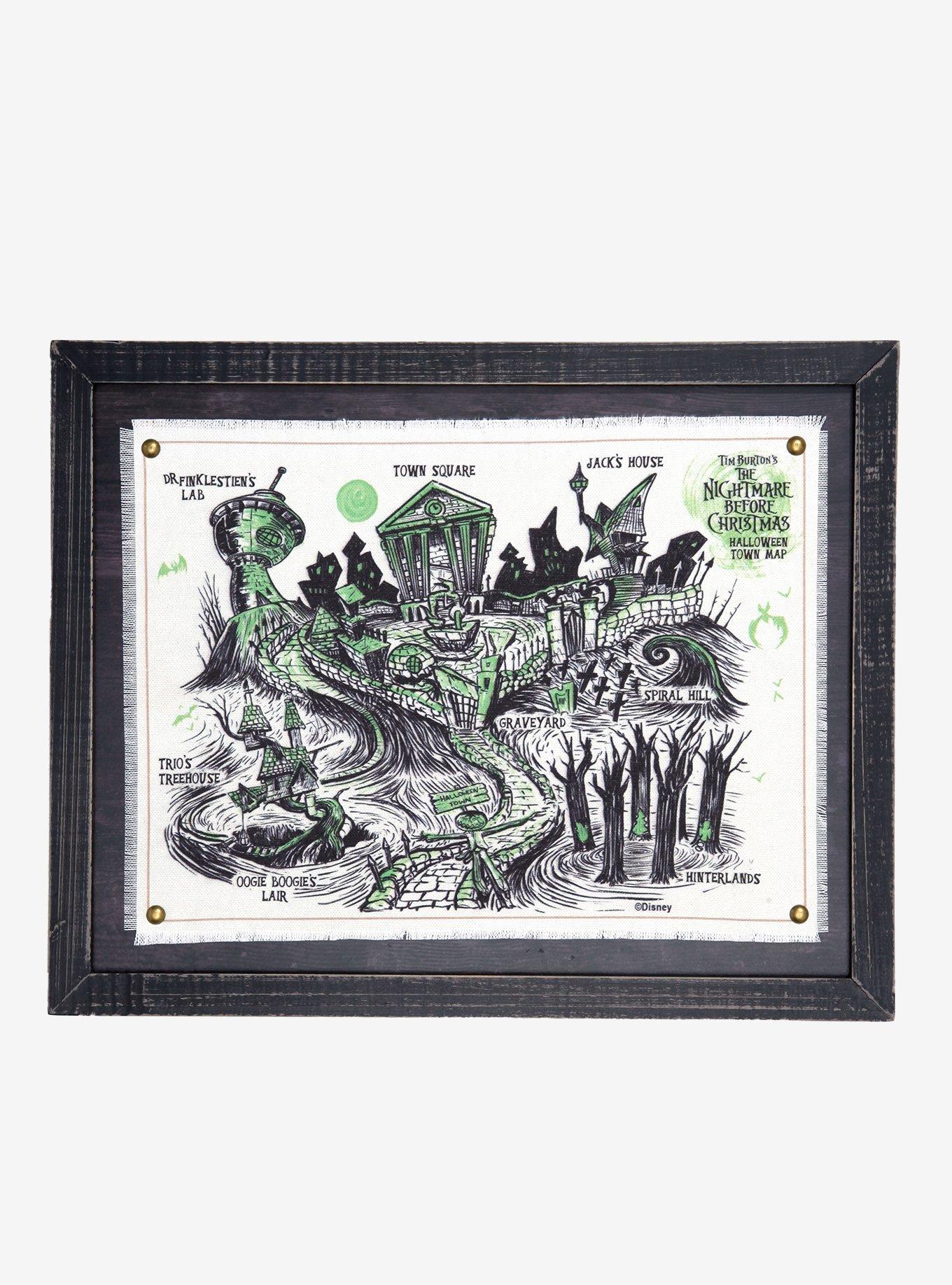 Disney The Nightmare Before Christmas Halloween Town Framed Map - BoxLunch  Exclusive