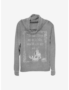 Disney Beauty And The Beast Book Lover Cowlneck Long-Sleeve Girls Top, GRAY HTR, hi-res