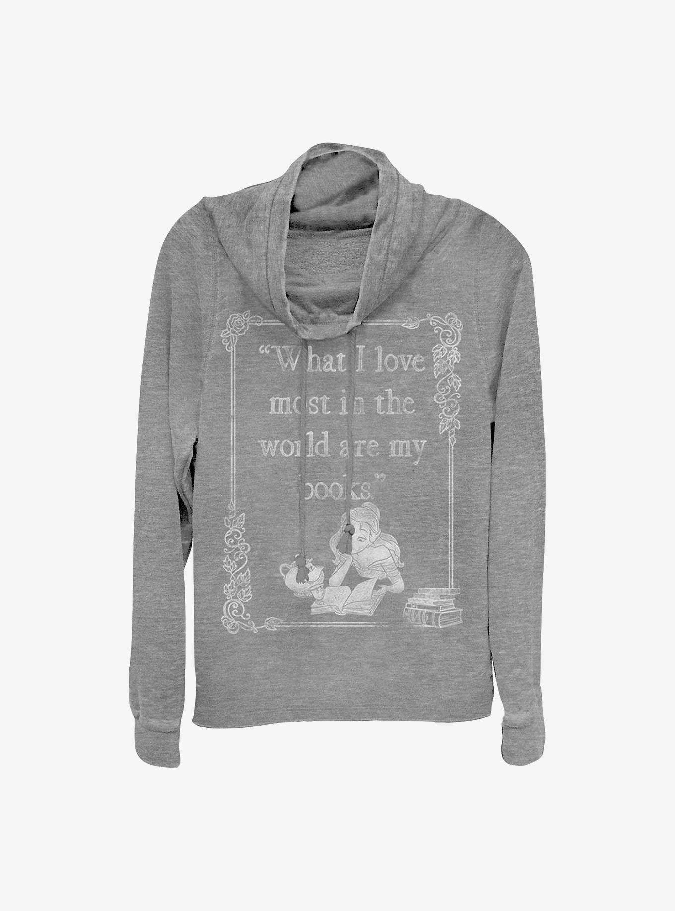 Disney Beauty And The Beast Book Lover Cowlneck Long-Sleeve Girls Top, , hi-res