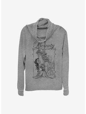 Disney Beauty And The Beast Books Cowlneck Long-Sleeve Girls Top, GRAY HTR, hi-res
