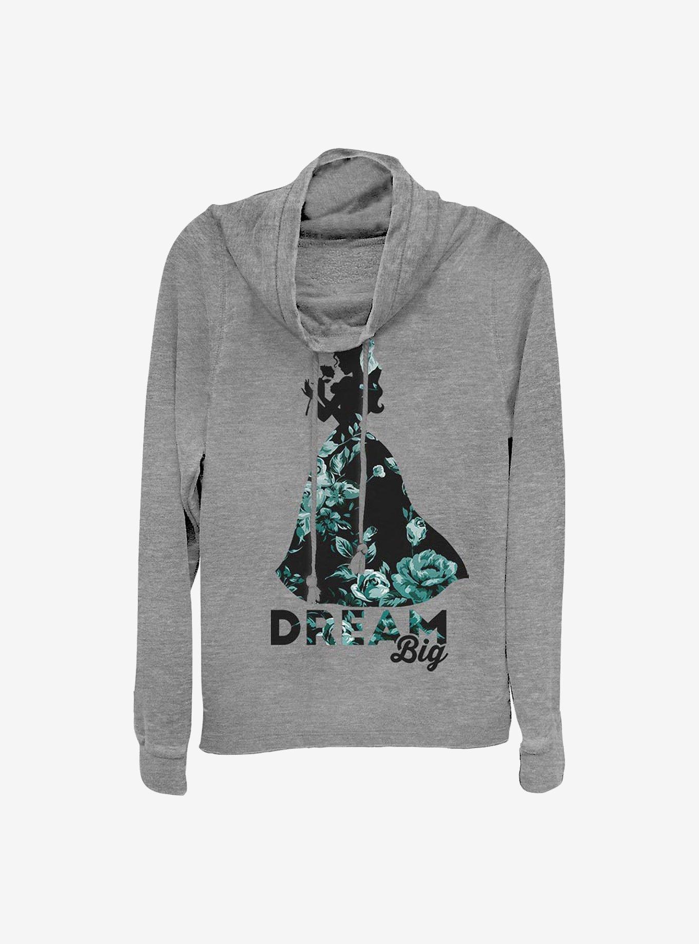 Disney Beauty And The Beast Dream Big Cowlneck Long-Sleeve Girls Top, GRAY HTR, hi-res