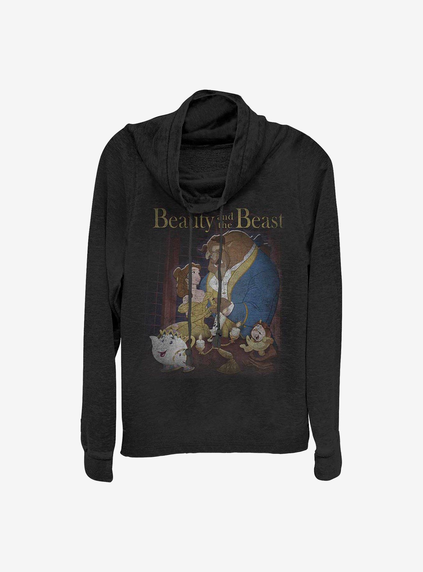 Disney Beauty And The Beast Poster Cowlneck Long-Sleeve Girls Top, , hi-res