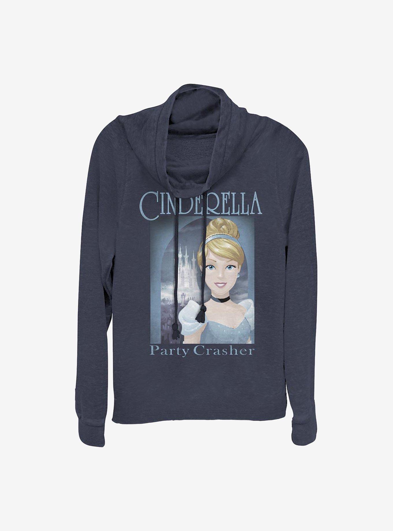 Disney Cinderella Poster Cowlneck Long-Sleeve Girls Top, NAVY, hi-res