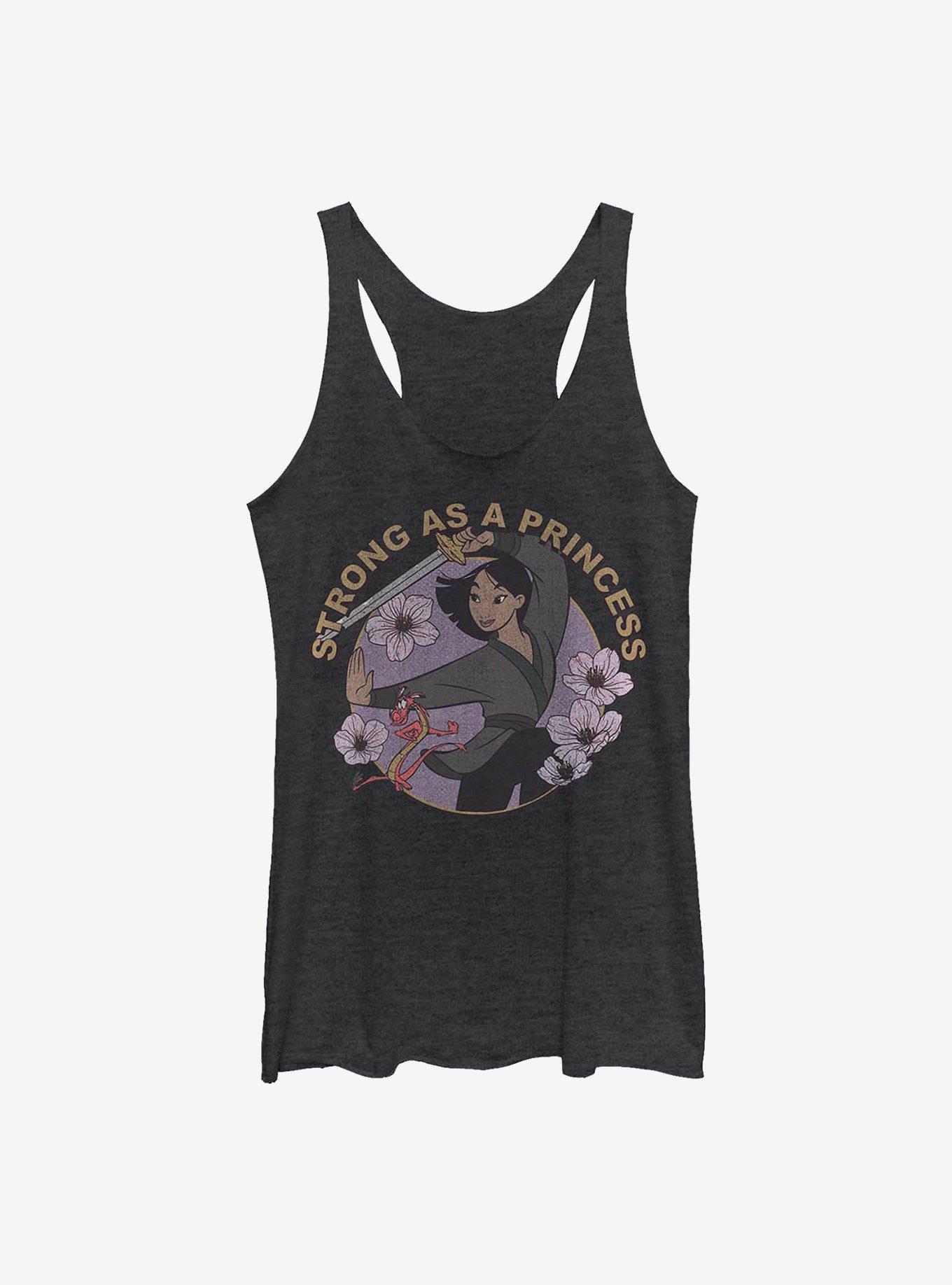 Disney Mulan Strong As A Princess Girls Tank, BLK HTR, hi-res