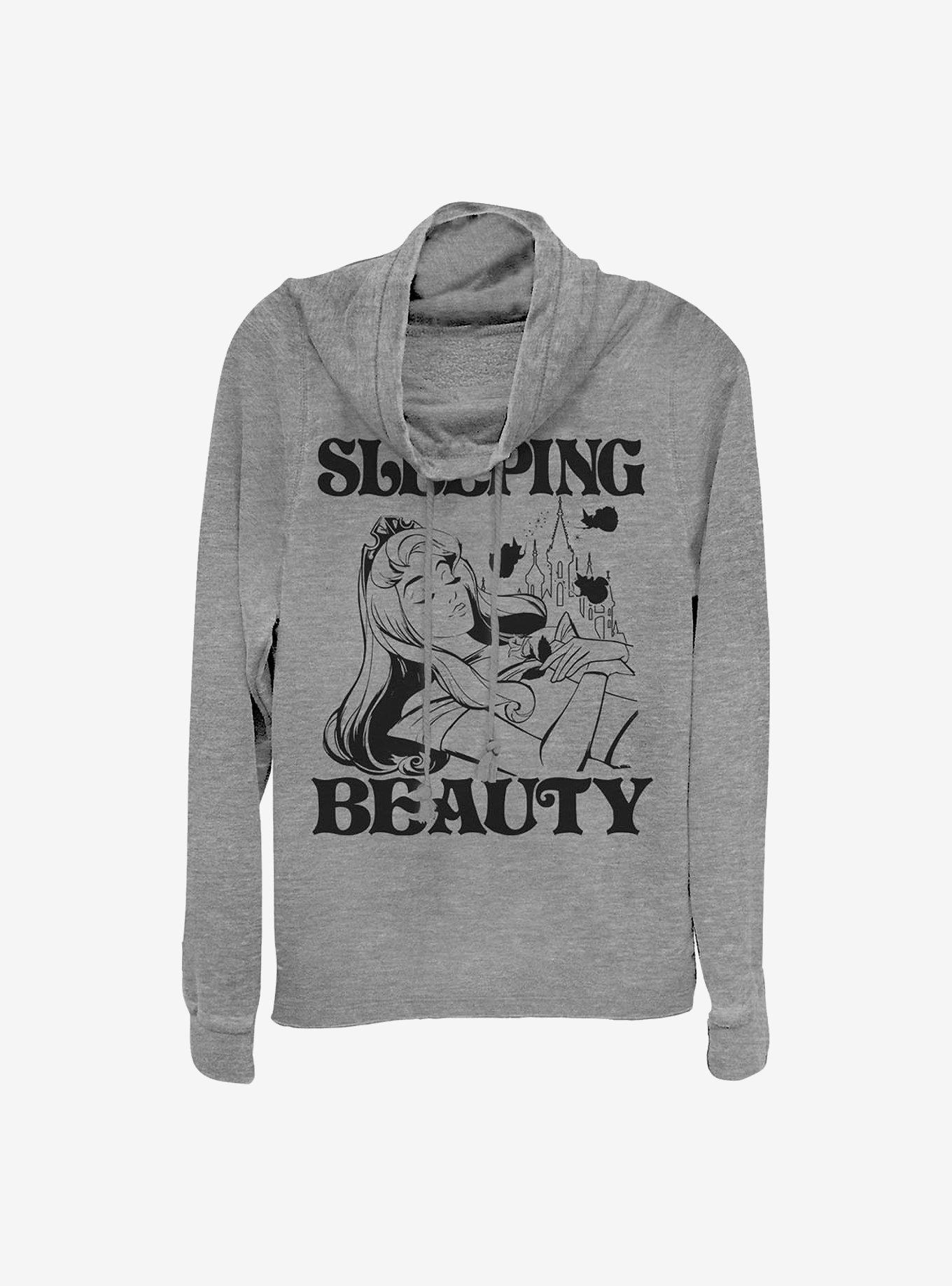 Disney Sleeping Beauty Beauty Pose Cowlneck Long-Sleeve Girls Top, GRAY HTR, hi-res