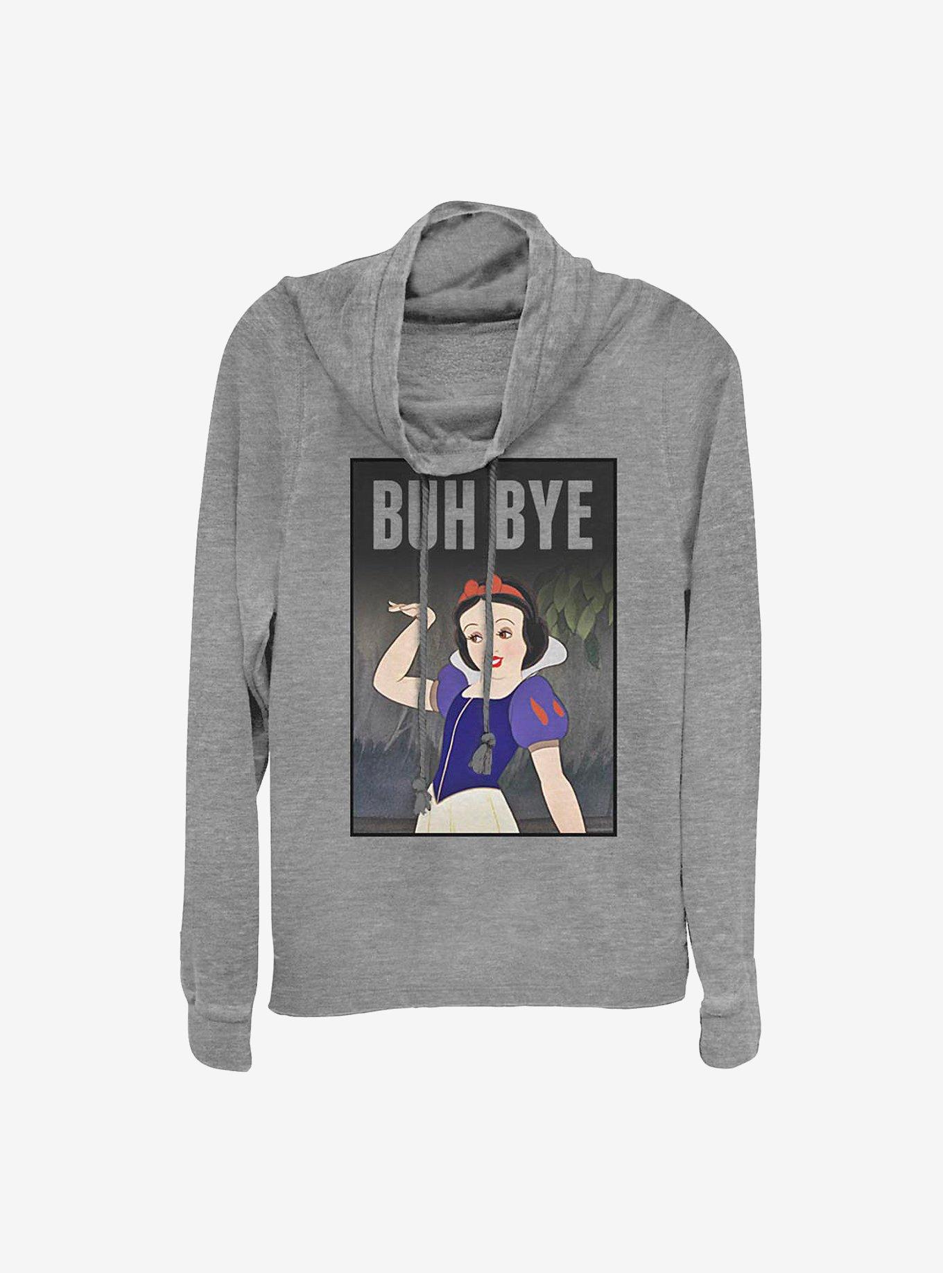 Disney Snow White Buh Bye Cowlneck Long-Sleeve Girls Top, GRAY HTR, hi-res