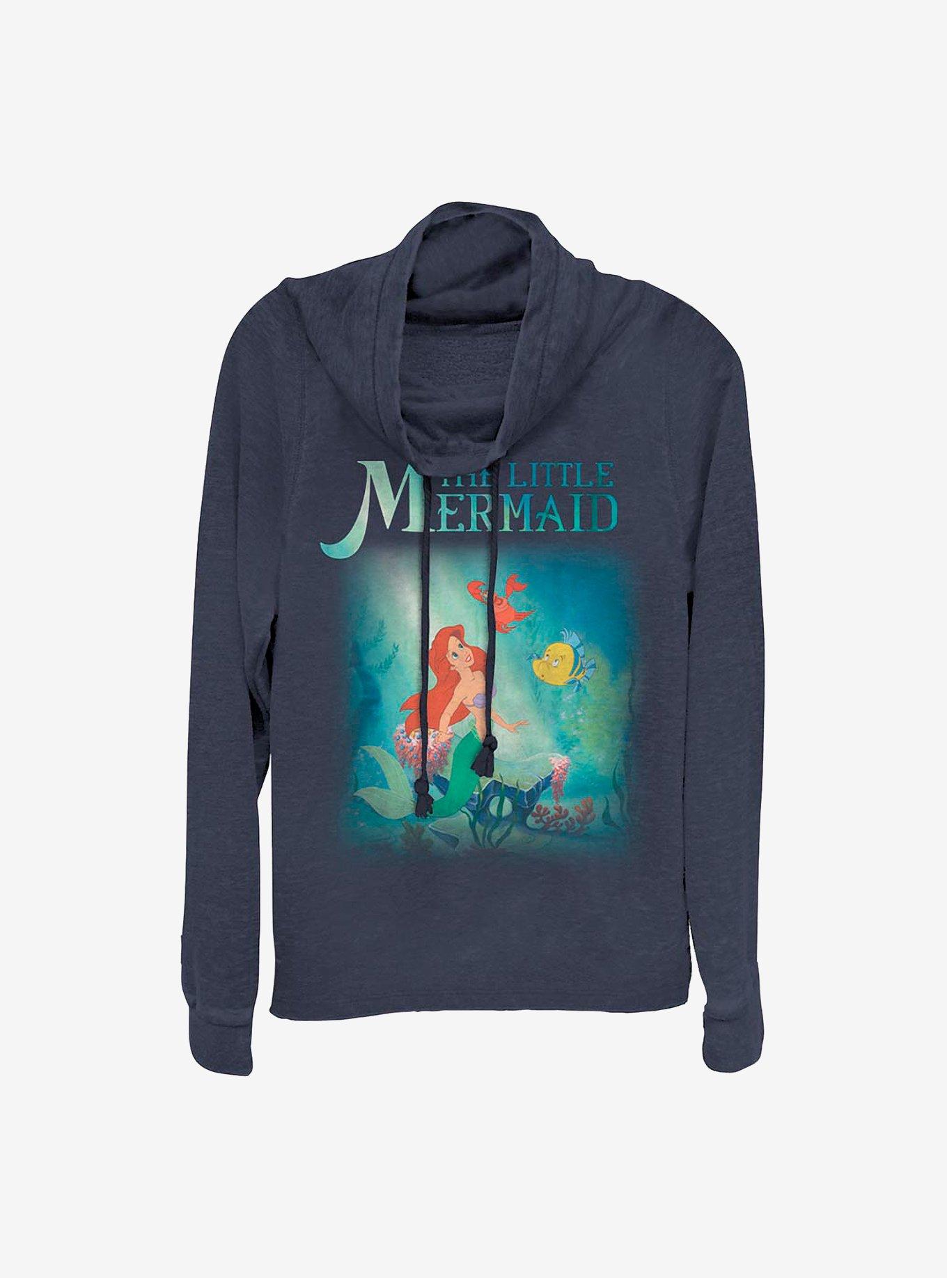 Disney The Little Mermaid Classic Cowlneck Long-Sleeve Girls Top, NAVY, hi-res