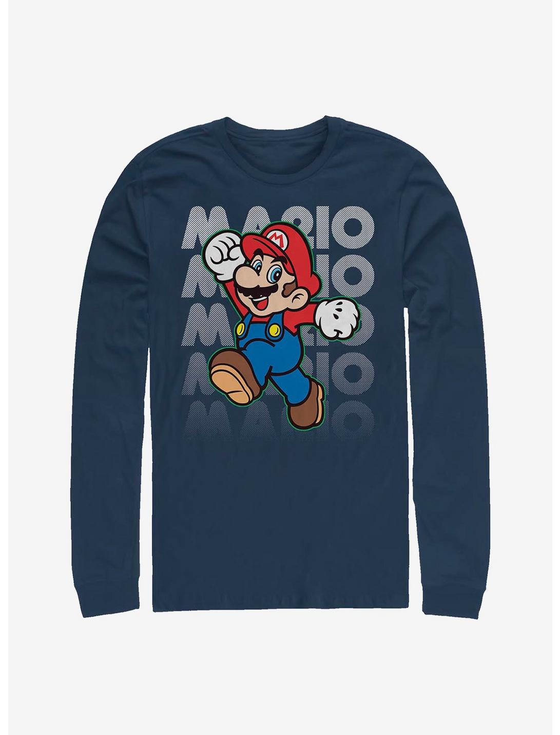 Super Mario Stacked Name Long-Sleeve T-Shirt, NAVY, hi-res