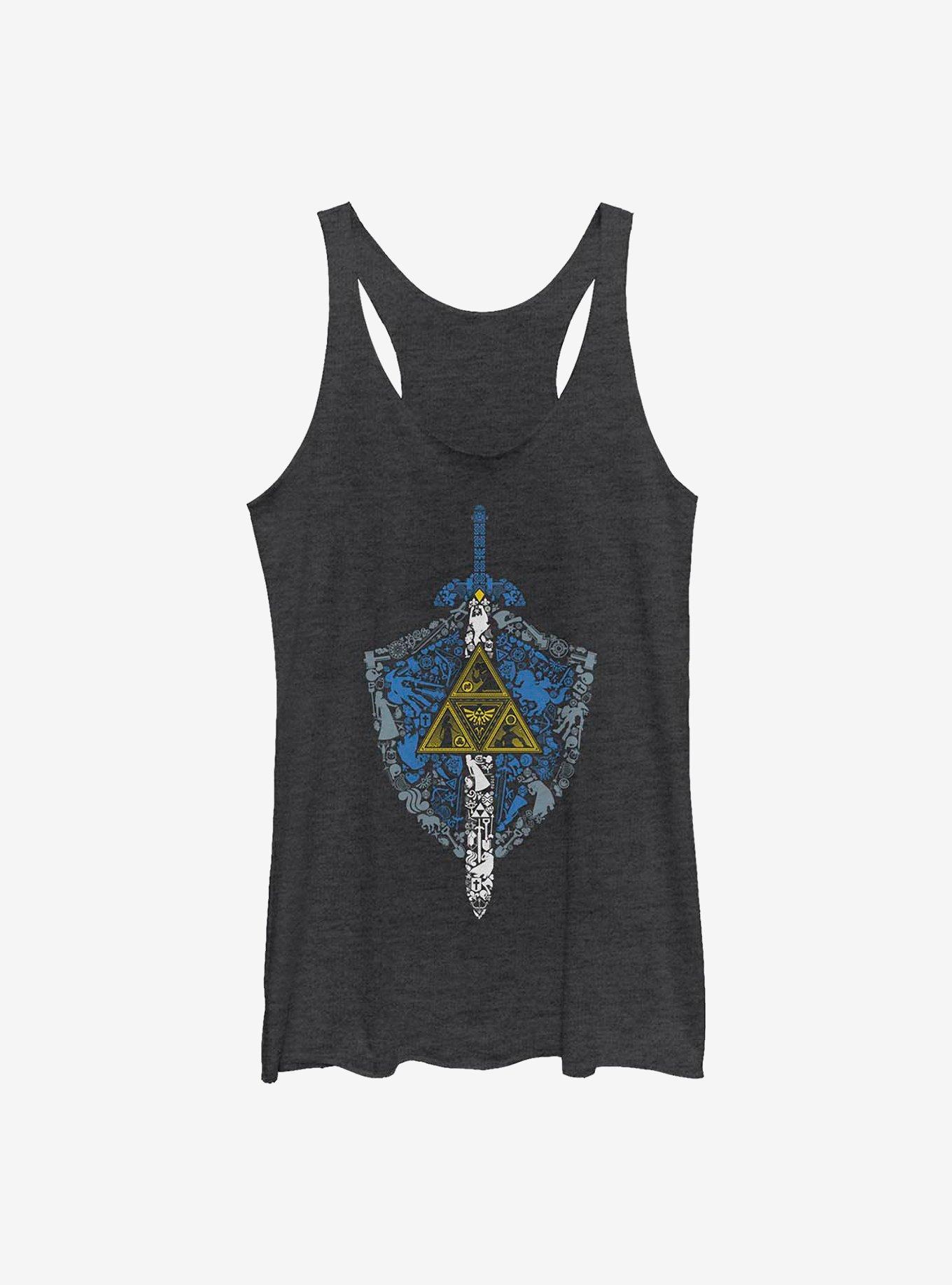 The Legend Of Zelda Iconic Weapon Girls Tank, BLK HTR, hi-res