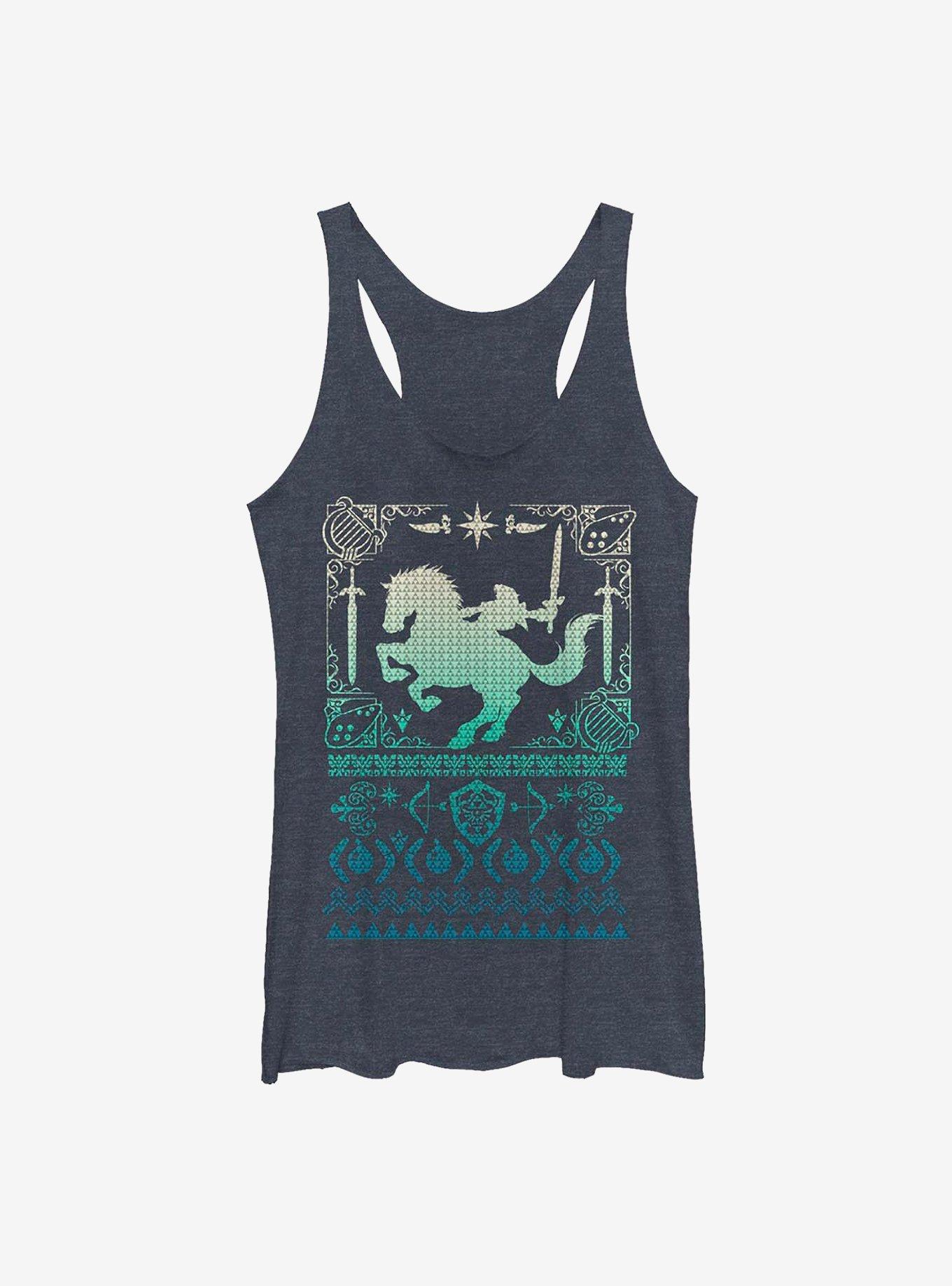 The Legend Of Zelda Ugly Holiday Girls Tank, NAVY HTR, hi-res