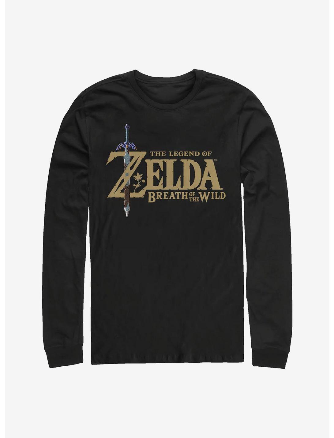 The Legend Of Zelda Breath Of The Wild Logo Long-Sleeve T-Shirt, BLACK, hi-res