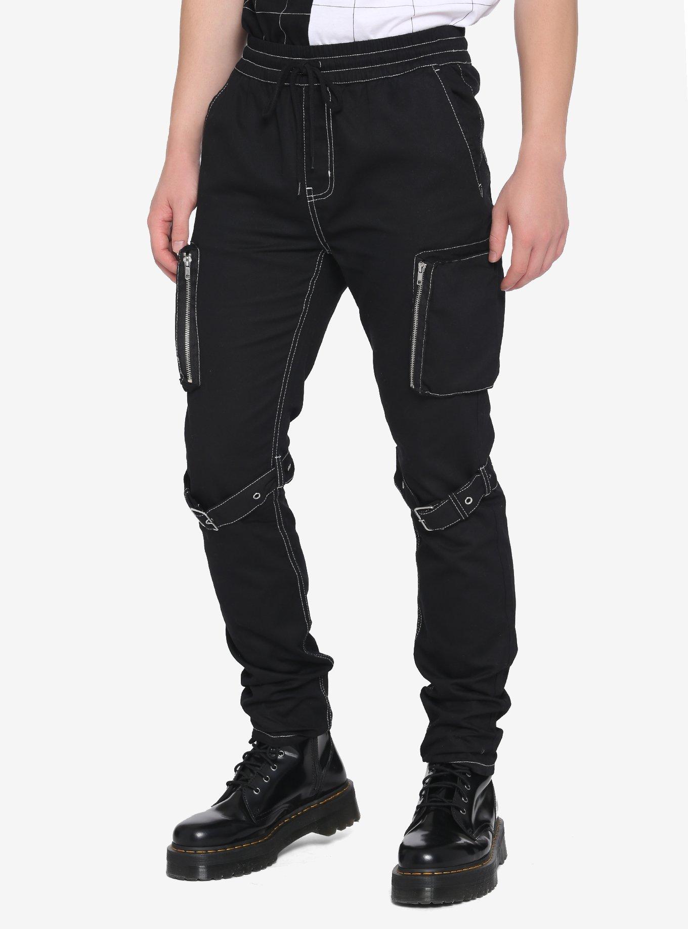 Hot Topic Black Side Chain Zipper Carpenter Pants