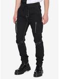 Black Zipper Hardware Jogger Pants, BLACK, hi-res