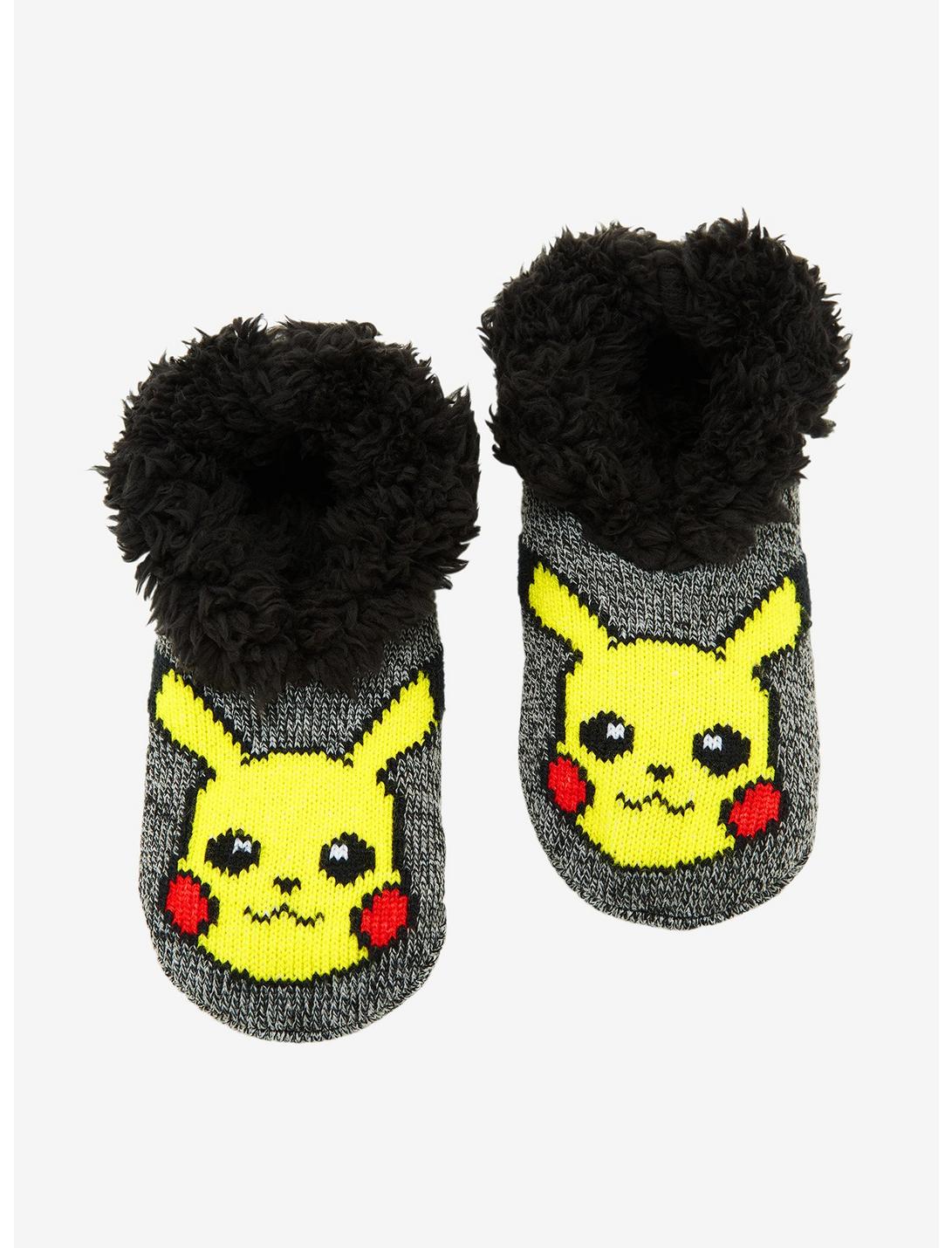 Pokemon Go Socks Pikachu Cozy Fur Lined Slipper Socks Anti Slip 9-11 Slippers 