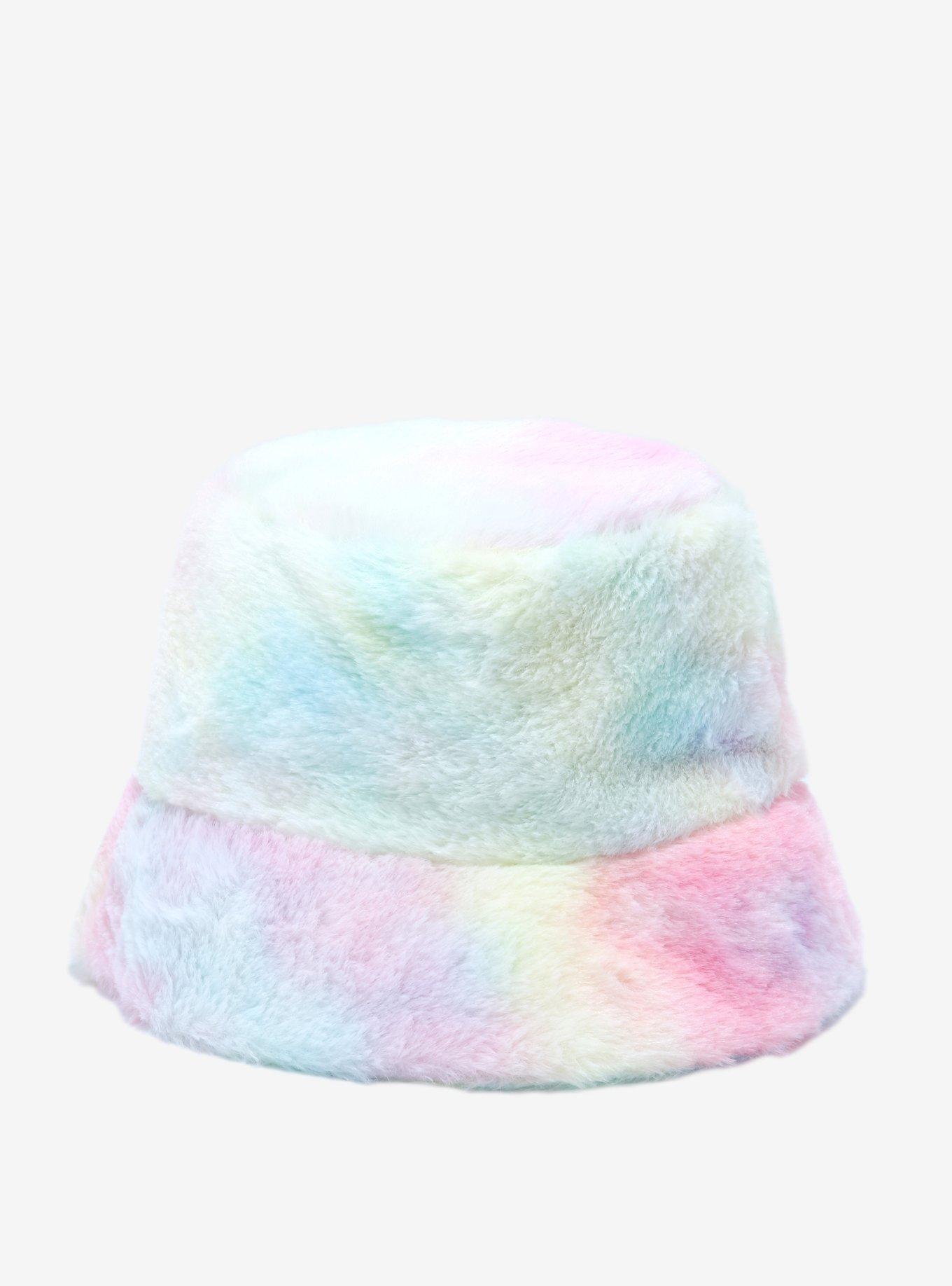 Pastel Tie-Dye Fuzzy Bucket Hat, , hi-res