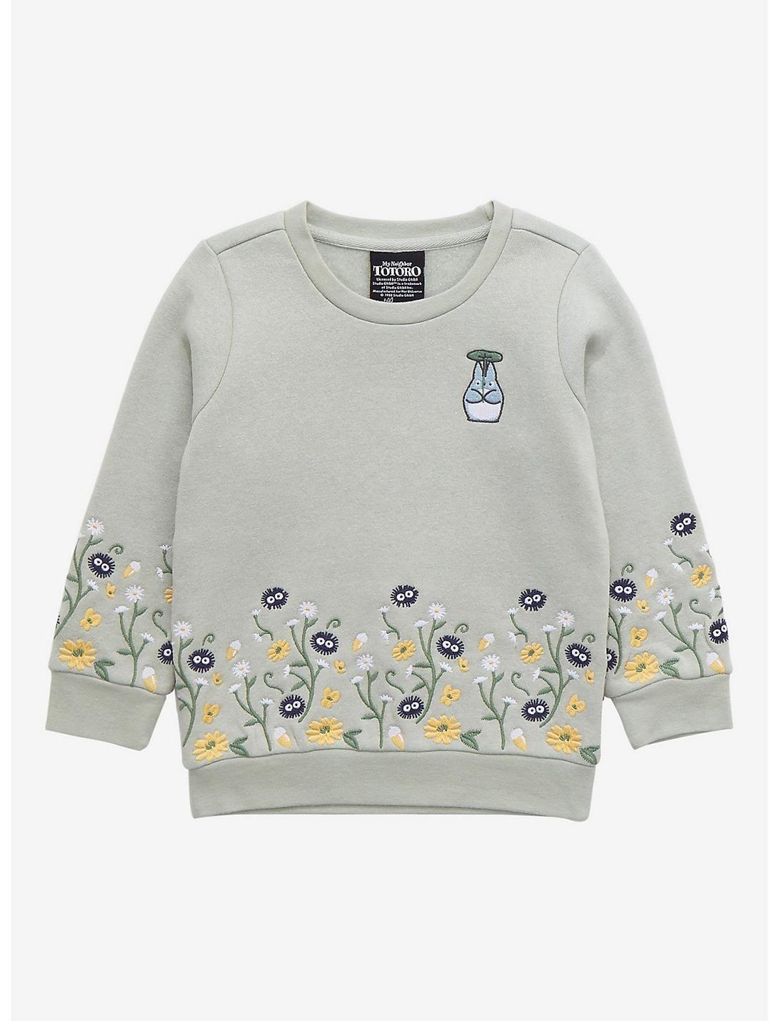 Our Universe Studio Ghibli My Neighbor Totoro Forest Spirits Embroidered Toddler Crewneck - BoxLunch Exclusive, SAGE, hi-res
