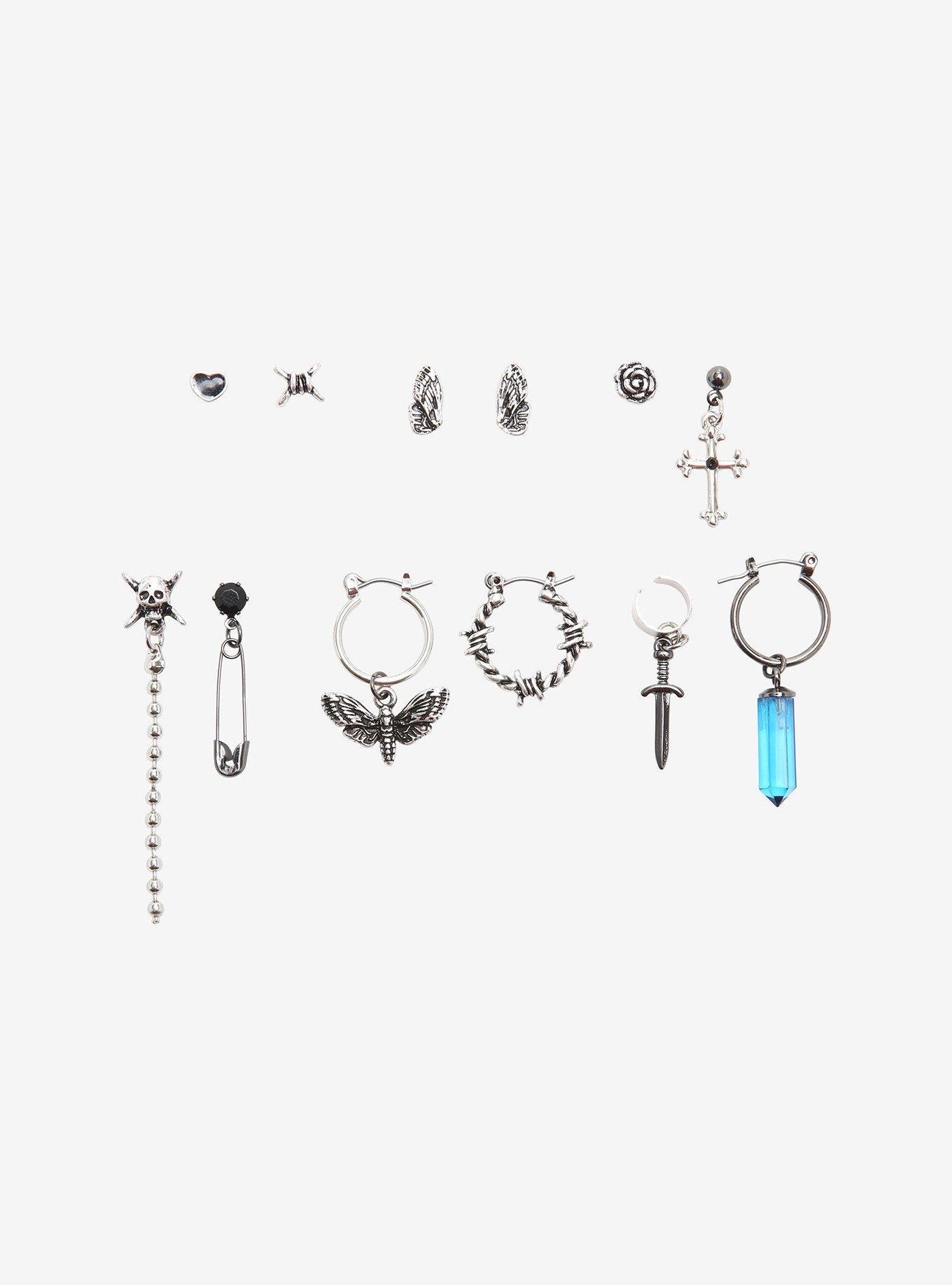 Dark Moth Crystal Mismatch Earring Set