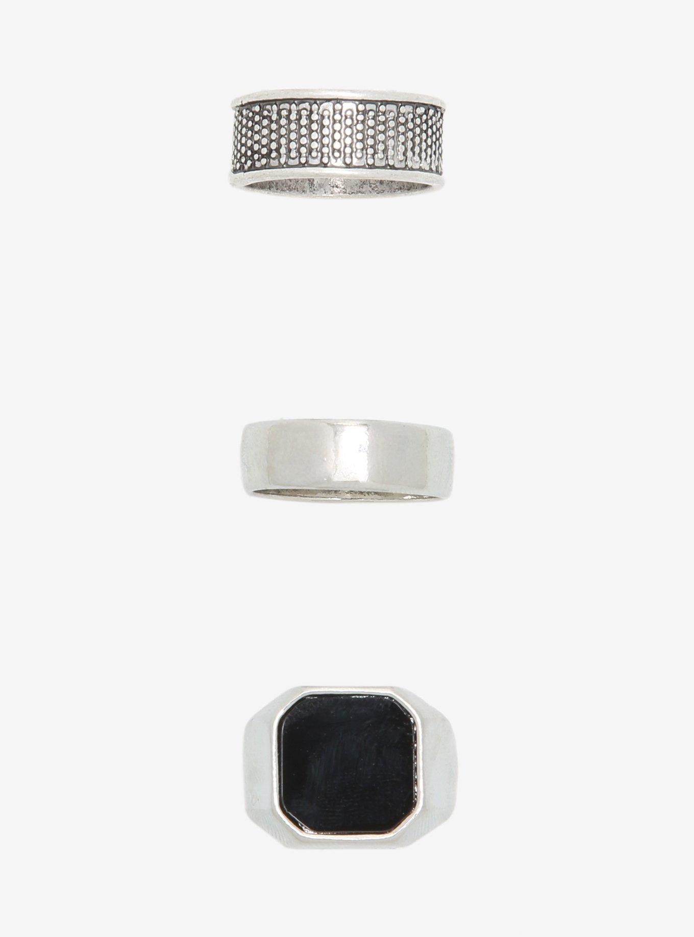 Silver & Black Guys Ring Set, , hi-res