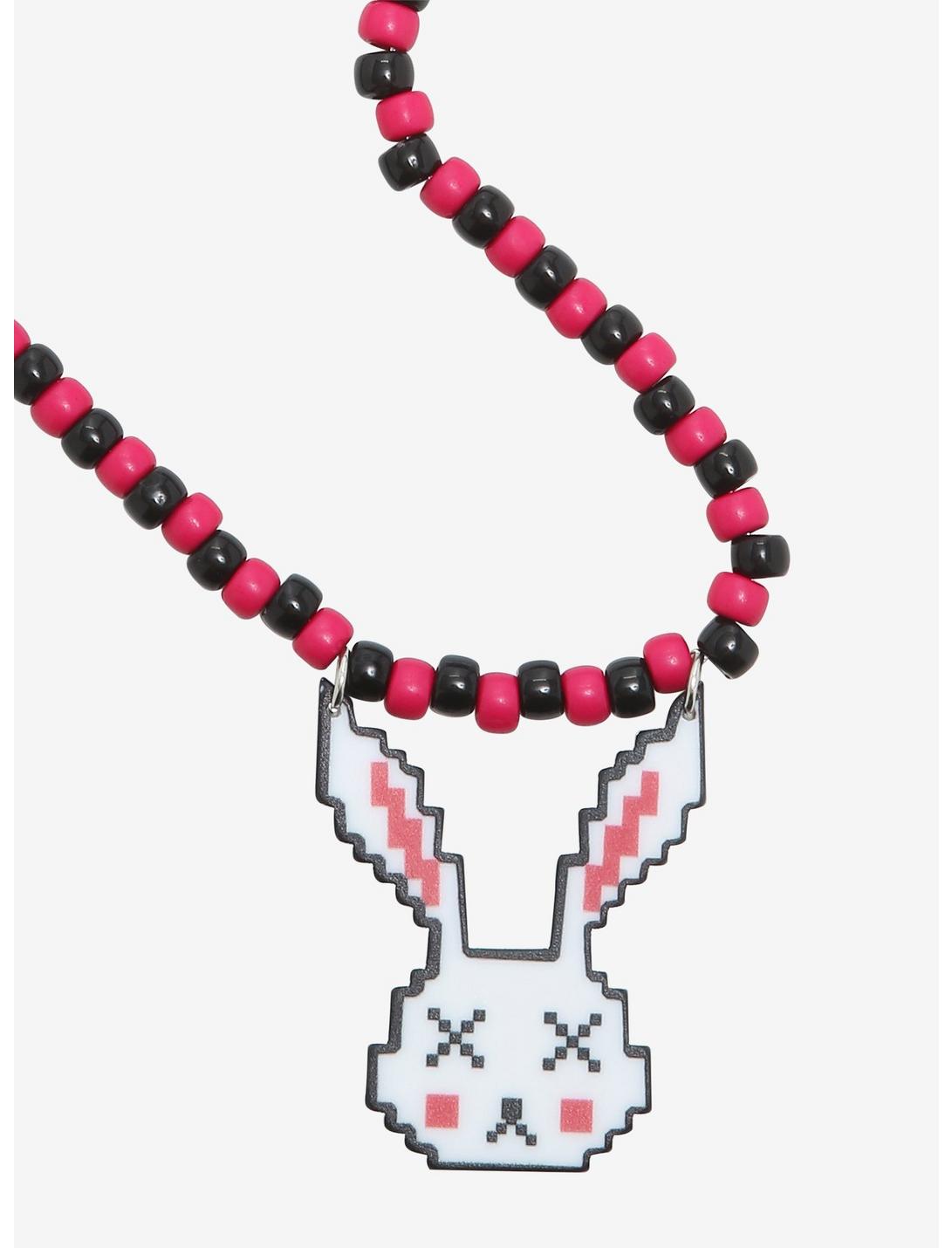 Beaded Dead Pixel Bunny Necklace, , hi-res